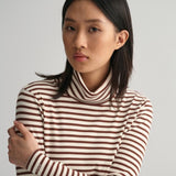 Gant Apparel S Women's Slim Striped Ribbed Turtleneck Seasonal Newness Brown Reg