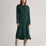 Gant Apparel S Women's Relaxed Utility Shirt Dress Seasonal Newness Green Reg