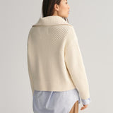 Gant Apparel S Women's Cable Texture Buttoned Roll Neck Iterations Nude Reg