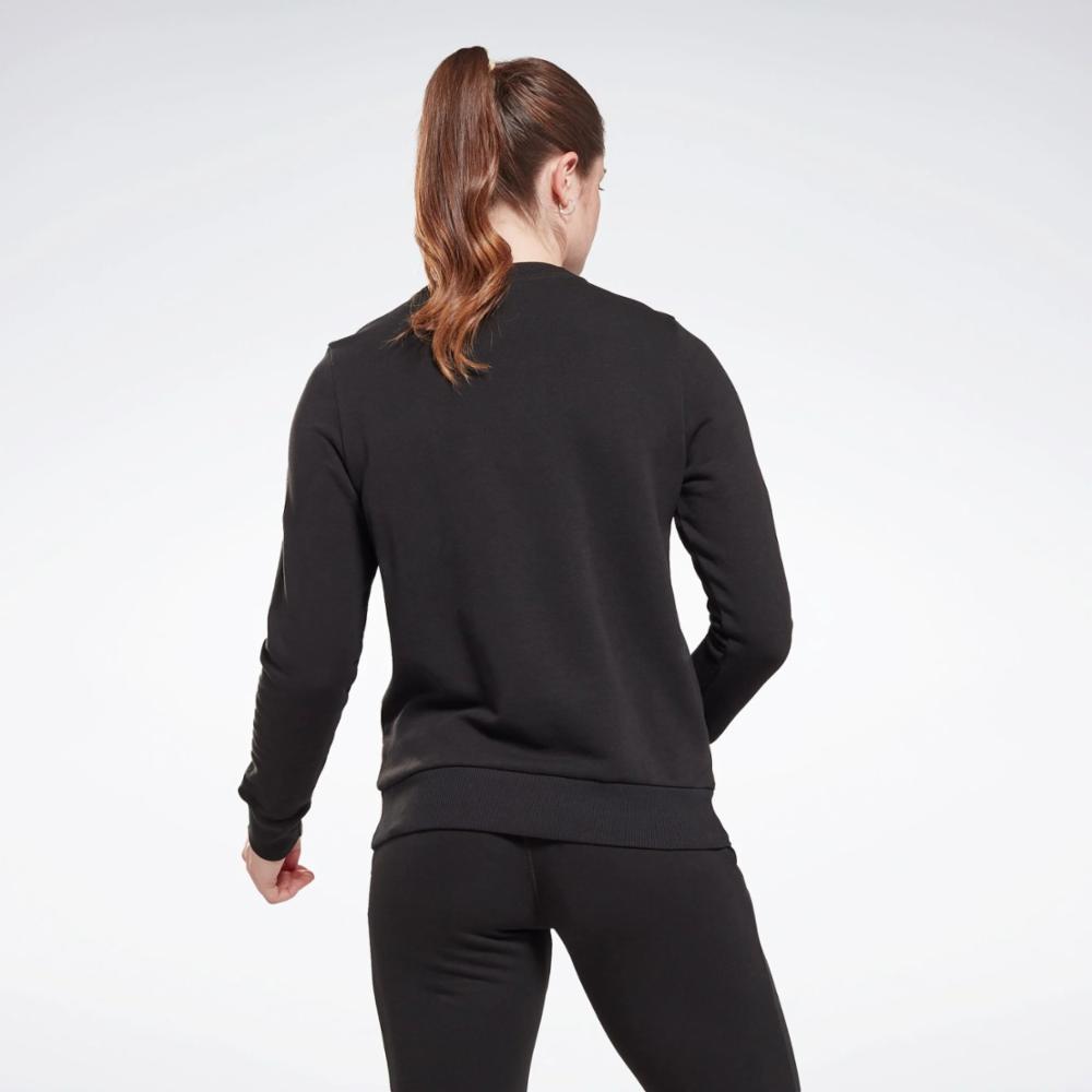 Reebok Apparel  Women's Reebok Id Small Logo French Terry Crew Reebok Training App Women Black Reg