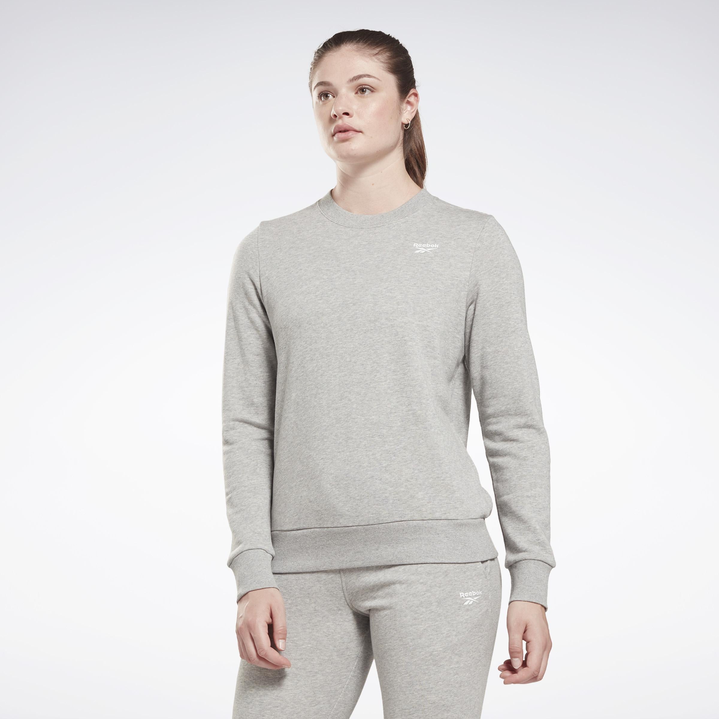 Reebok Apparel  Women's Reebok Id Small Logo French Terry Crew Reebok Training App Women Grey Reg