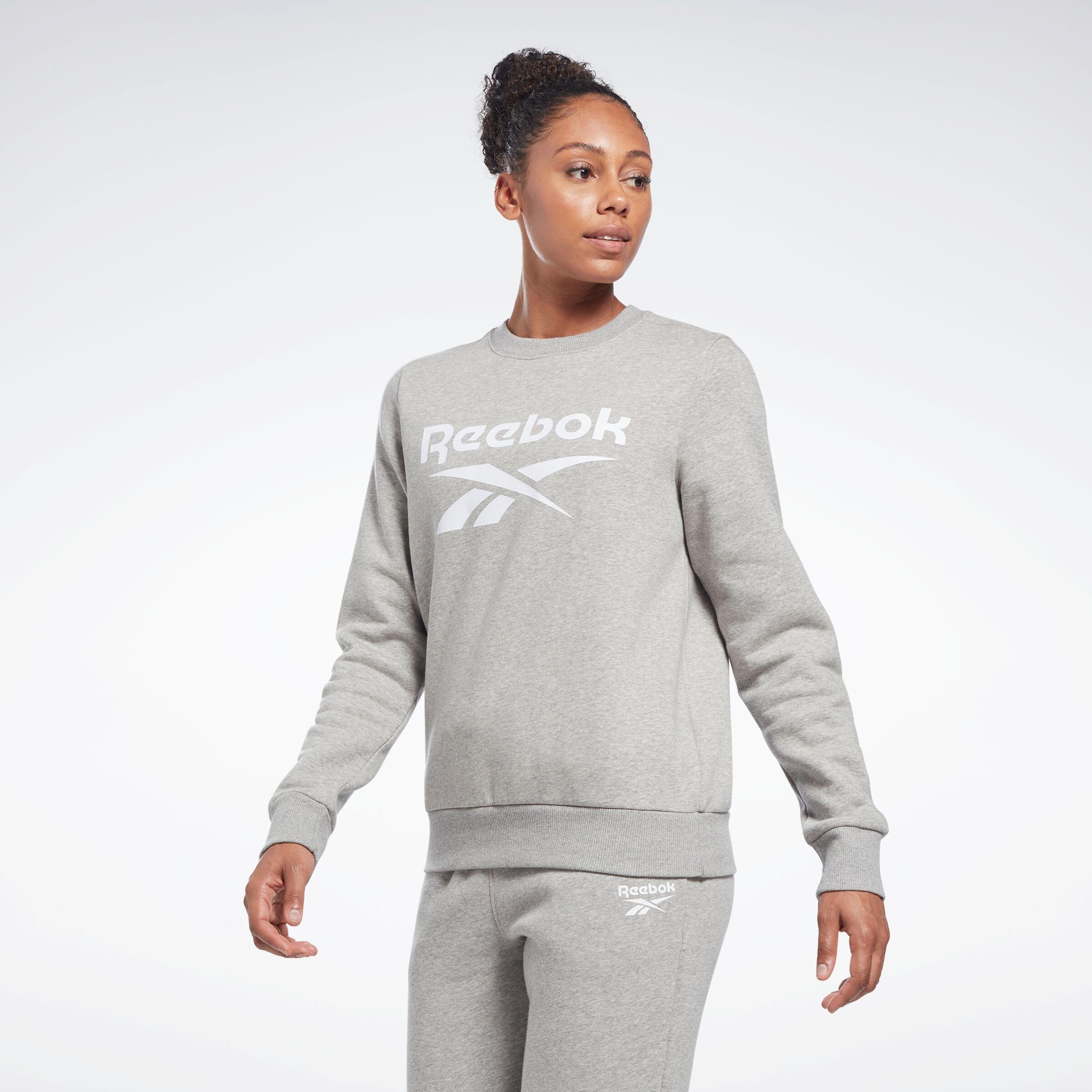 Reebok Apparel  Women's Reebok Id Big Logo Fleece Crew Reebok Training App Women Grey Reg