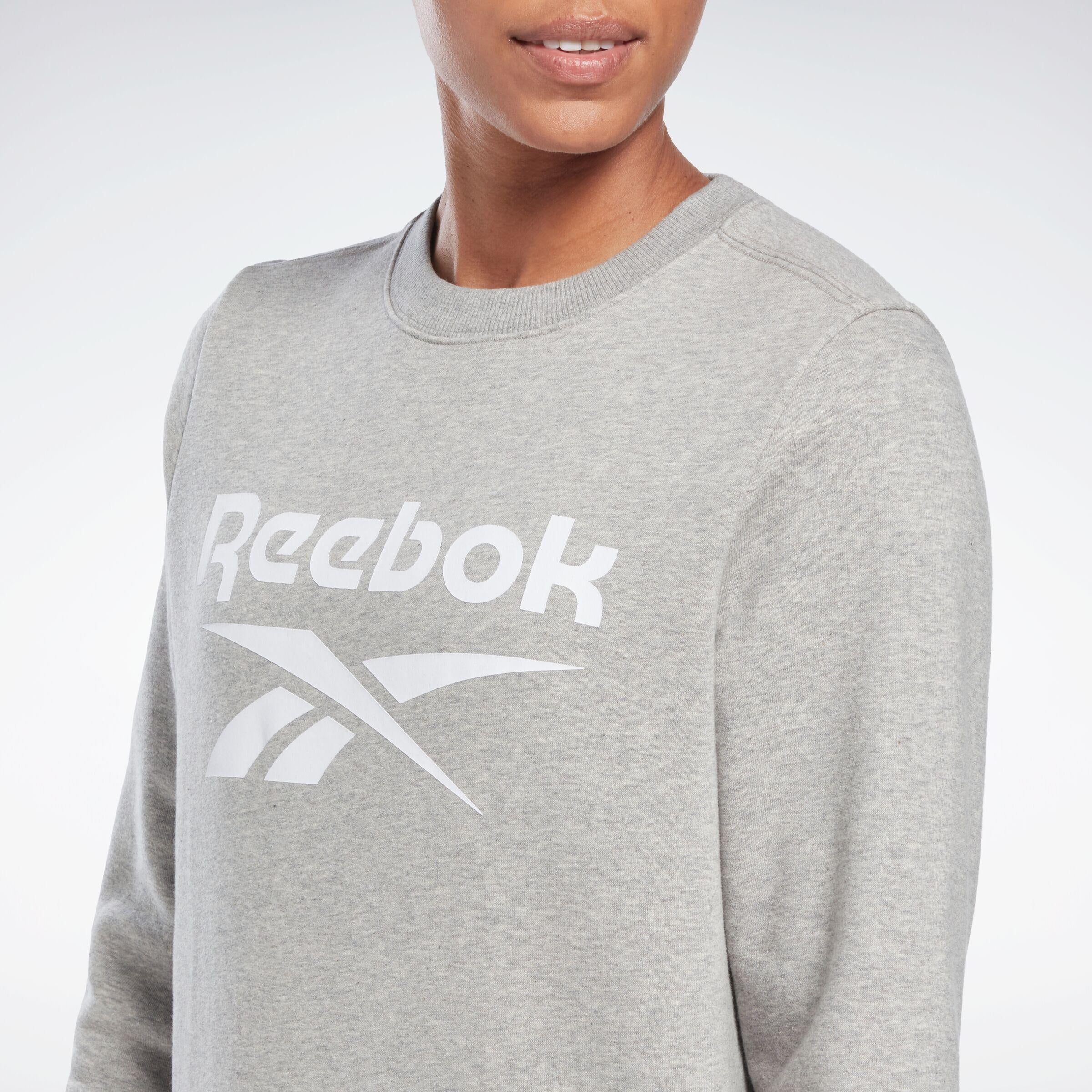 Reebok Apparel  Women's Reebok Id Big Logo Fleece Crew Reebok Training App Women Grey Reg