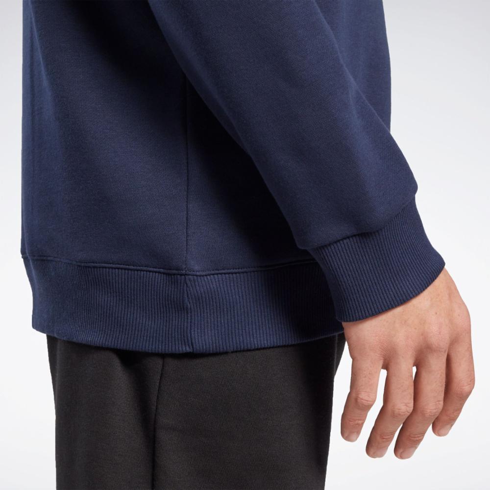 Reebok Apparel  Men's Reebok Identity Fleece Stacked Logo Crew Sweatshir Zia Blue Reg