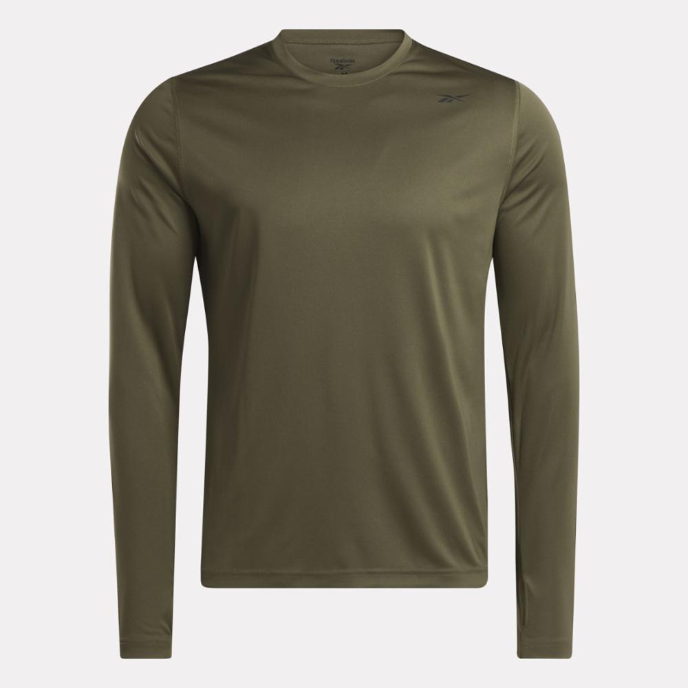 Reebok Apparel  Men's Train Long Sleeve Tech Tee Reebok Training App Men Green Reg