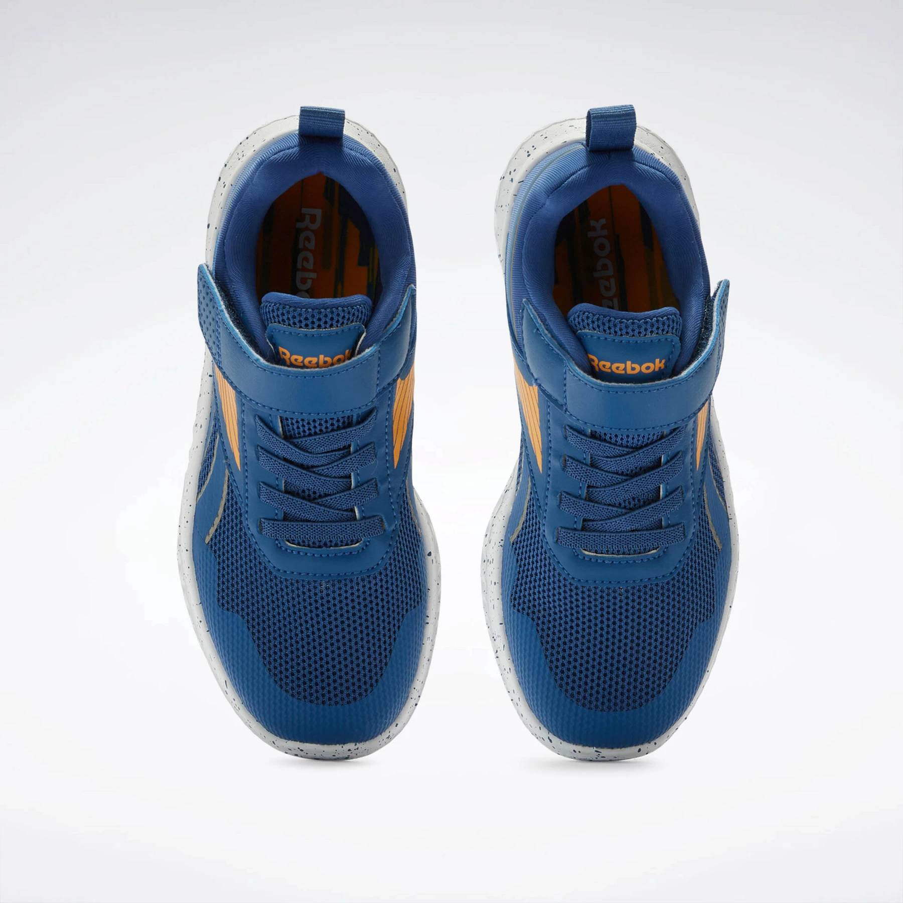 Reebok Boy's' Rush Runner 5 Elastic Lace & Top Strap  In Twilightblue/Electricamber/Ftw M