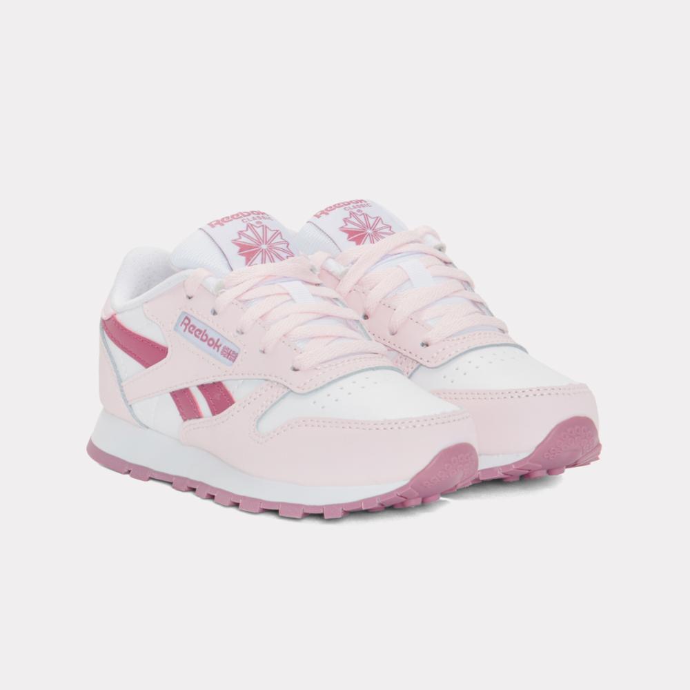 Reebok Girl's' Classic Leather Child  In White/Frostedberry/Studiop M