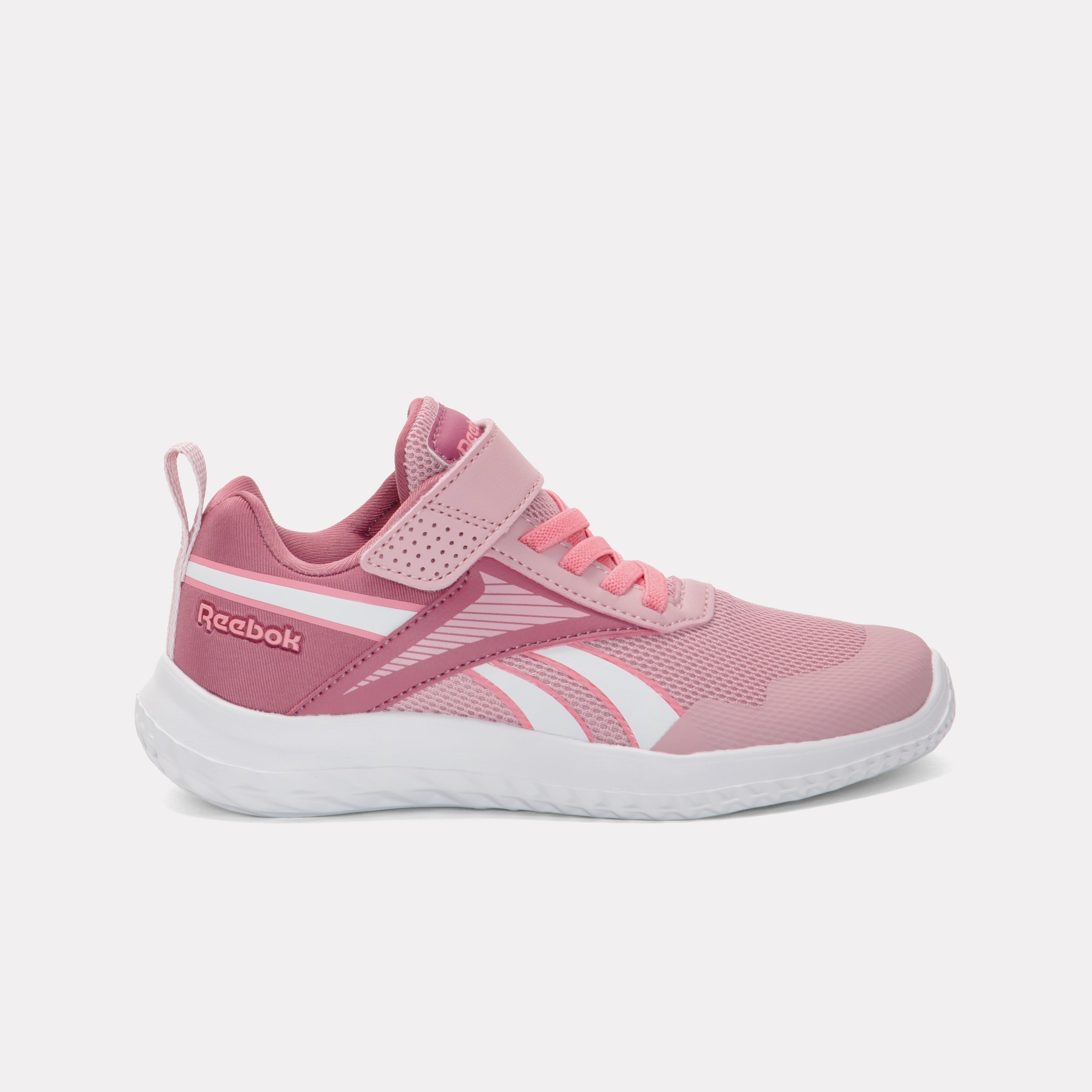 Reebok Girl's' Rush Runner 5 Elastic Lace & Top Strap  M In Dusty Rose