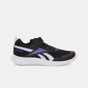 Reebok Girl's' Rush Runner 5 Elastic Lace & Top Strap  In Black/Digital M