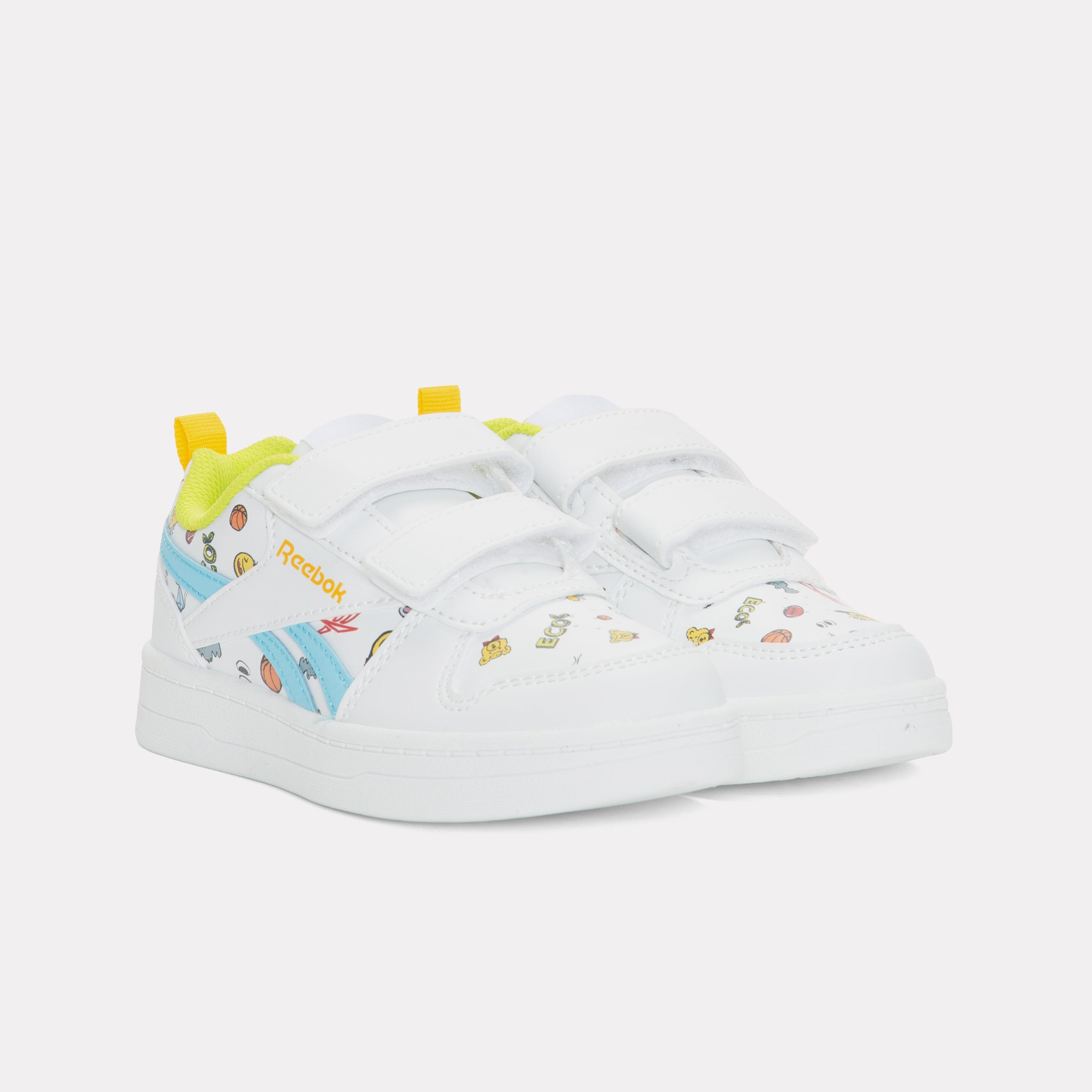 Reebok Kids' Royal Prime 2.0 Two Strap Hoop & Loop  In White/Digitalblue/Goldenhaze M