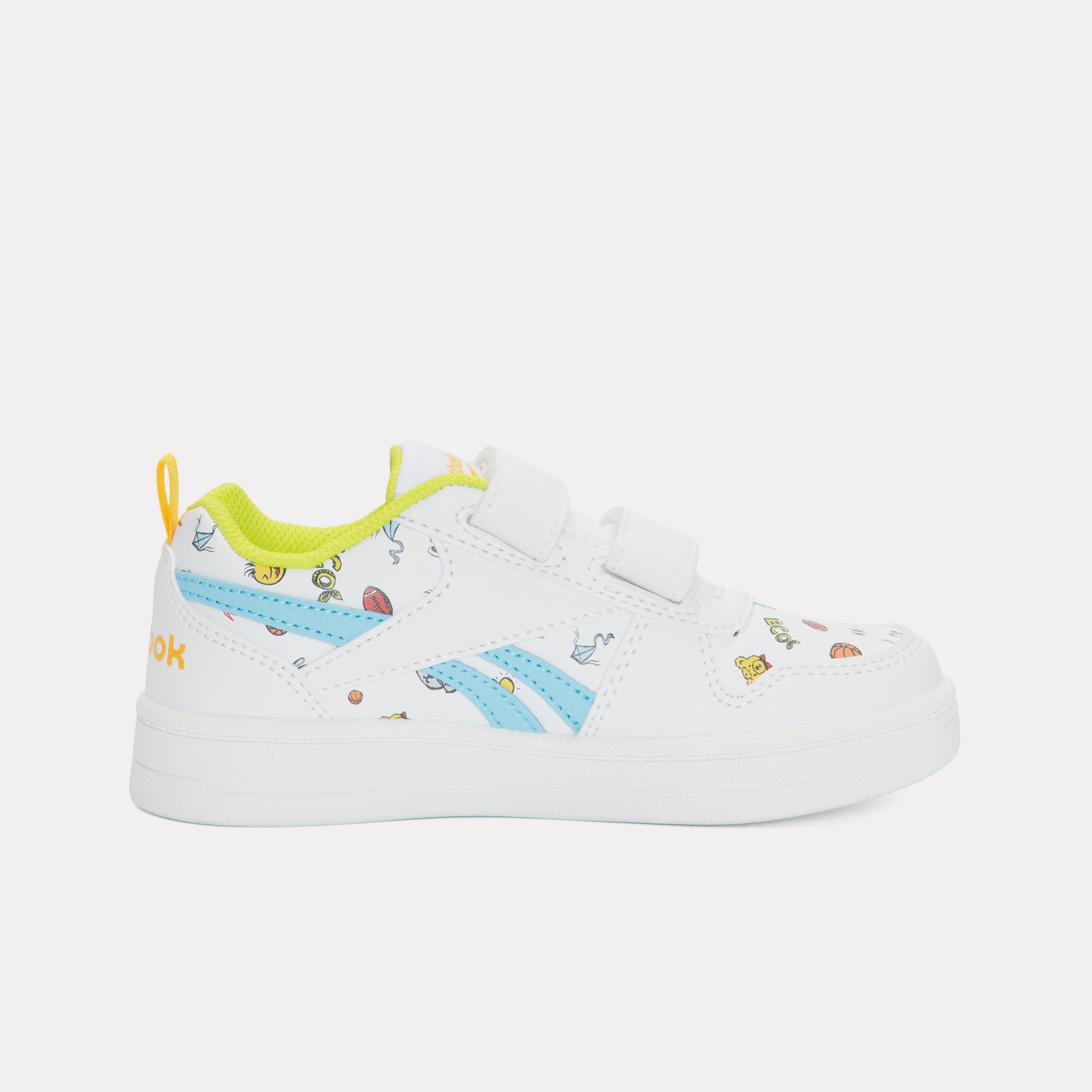 Reebok Kids' Royal Prime 2.0 Two Strap Hoop & Loop  In White/Digitalblue/Goldenhaze M