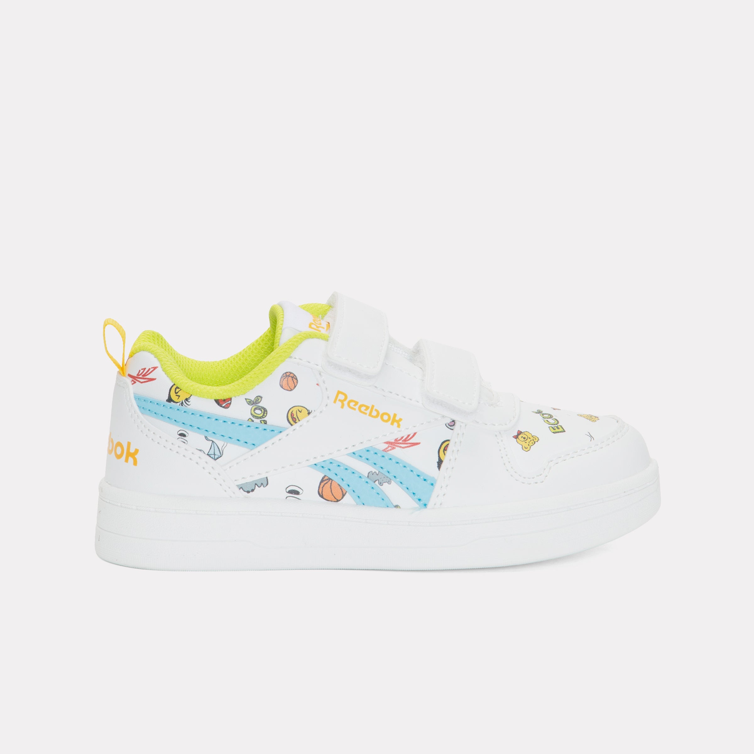 Reebok Kids' Royal Prime 2.0 Two Strap Hoop & Loop  In White/Digitalblue/Goldenhaze M