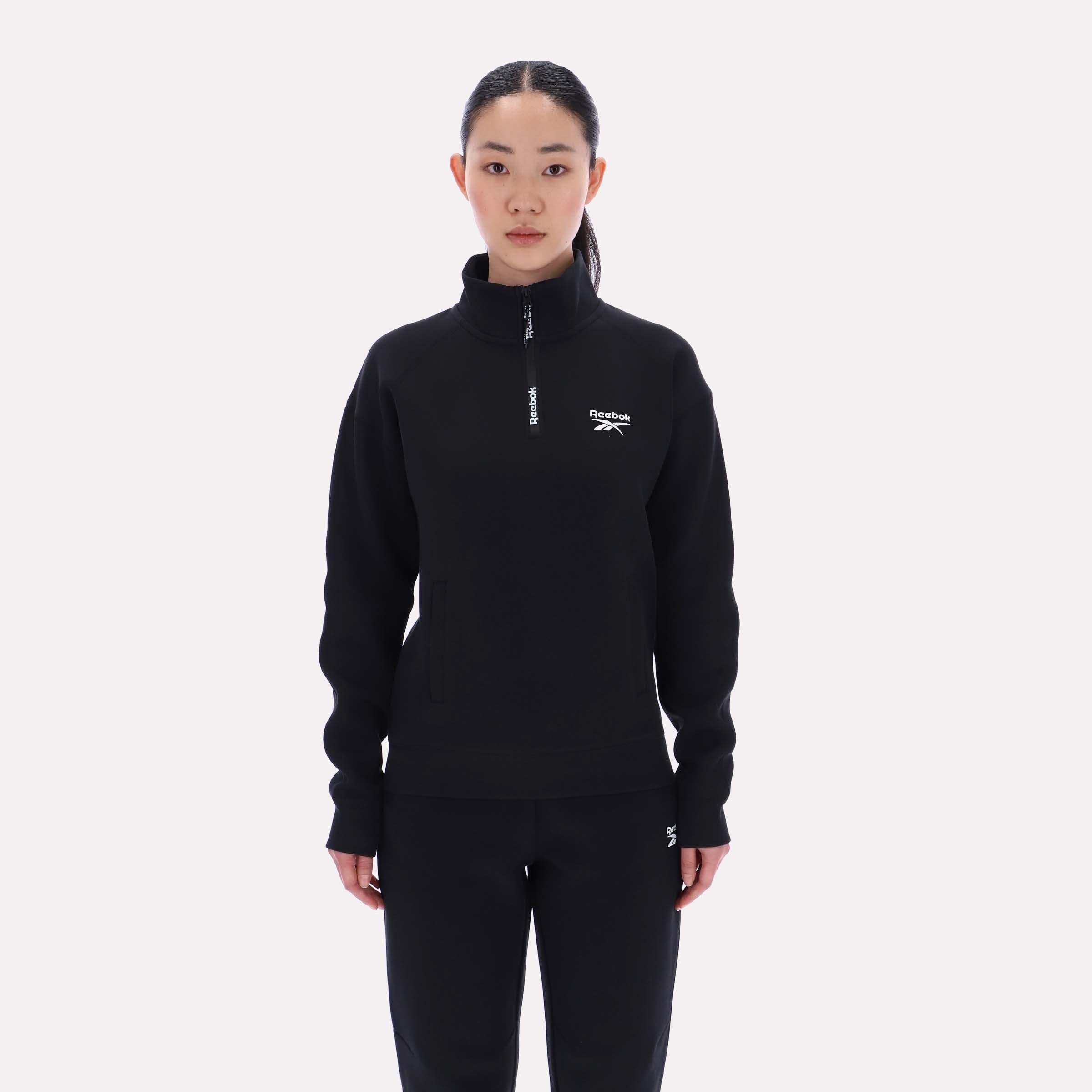Reebok Apparel  Women's 3/4 Zip Overhead Top Black Reg