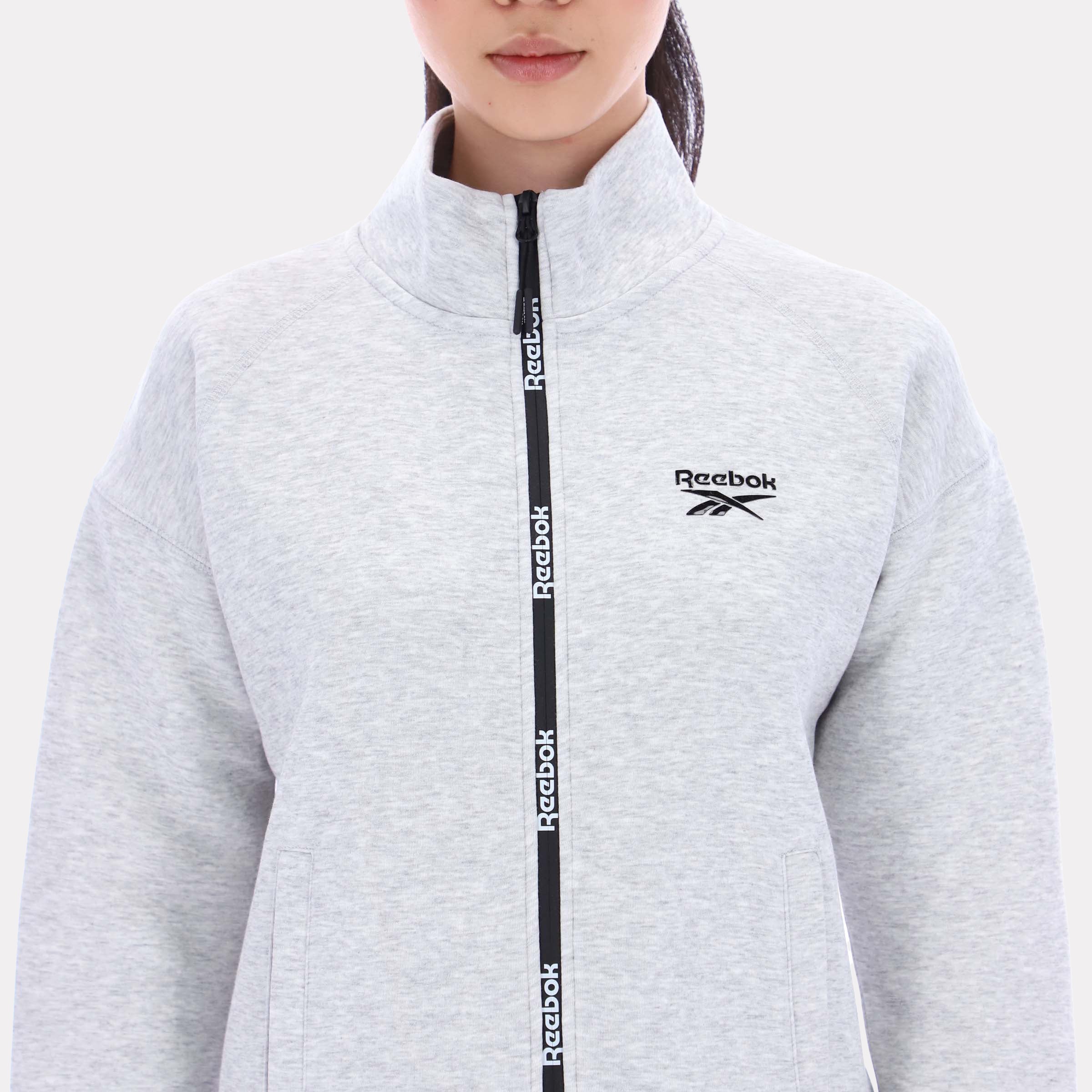 Reebok Women's Zip Through Track Top  In Silver REG