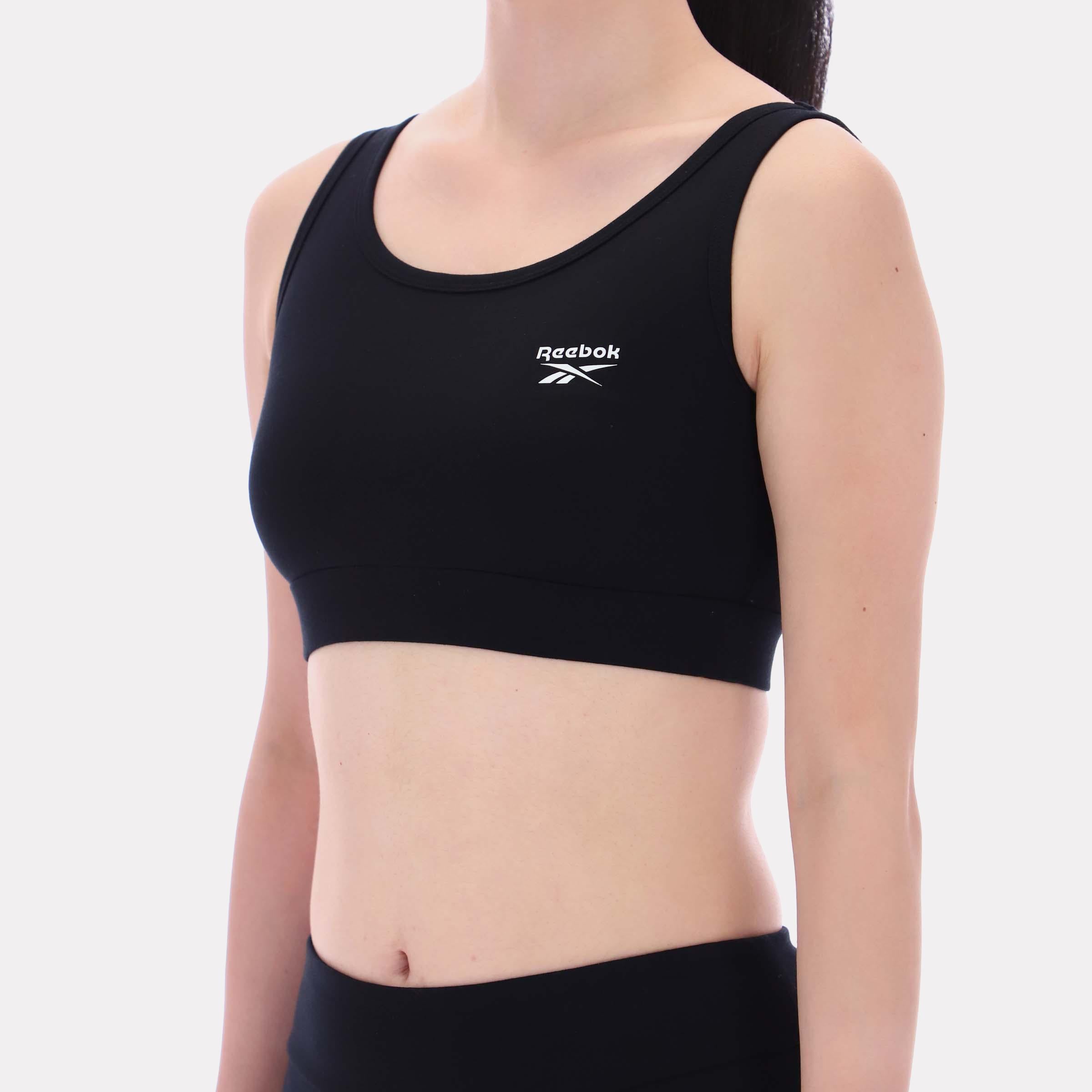 Reebok Apparel  Women's Luna Scoop Neck Small Logo Bra Top Reebok Classics App Women Black Reg