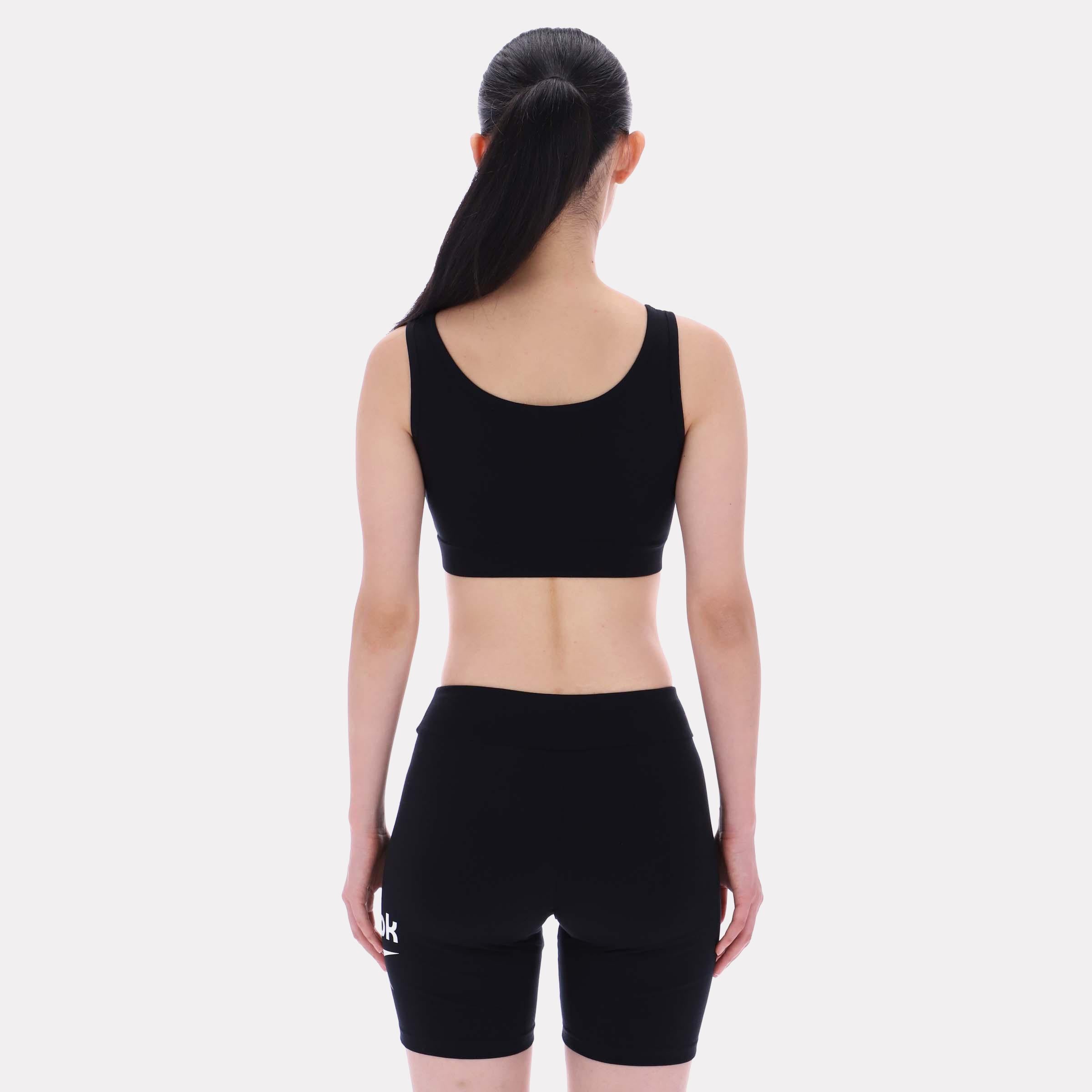 Reebok Apparel  Women's Luna Scoop Neck Small Logo Bra Top Reebok Classics App Women Black Reg
