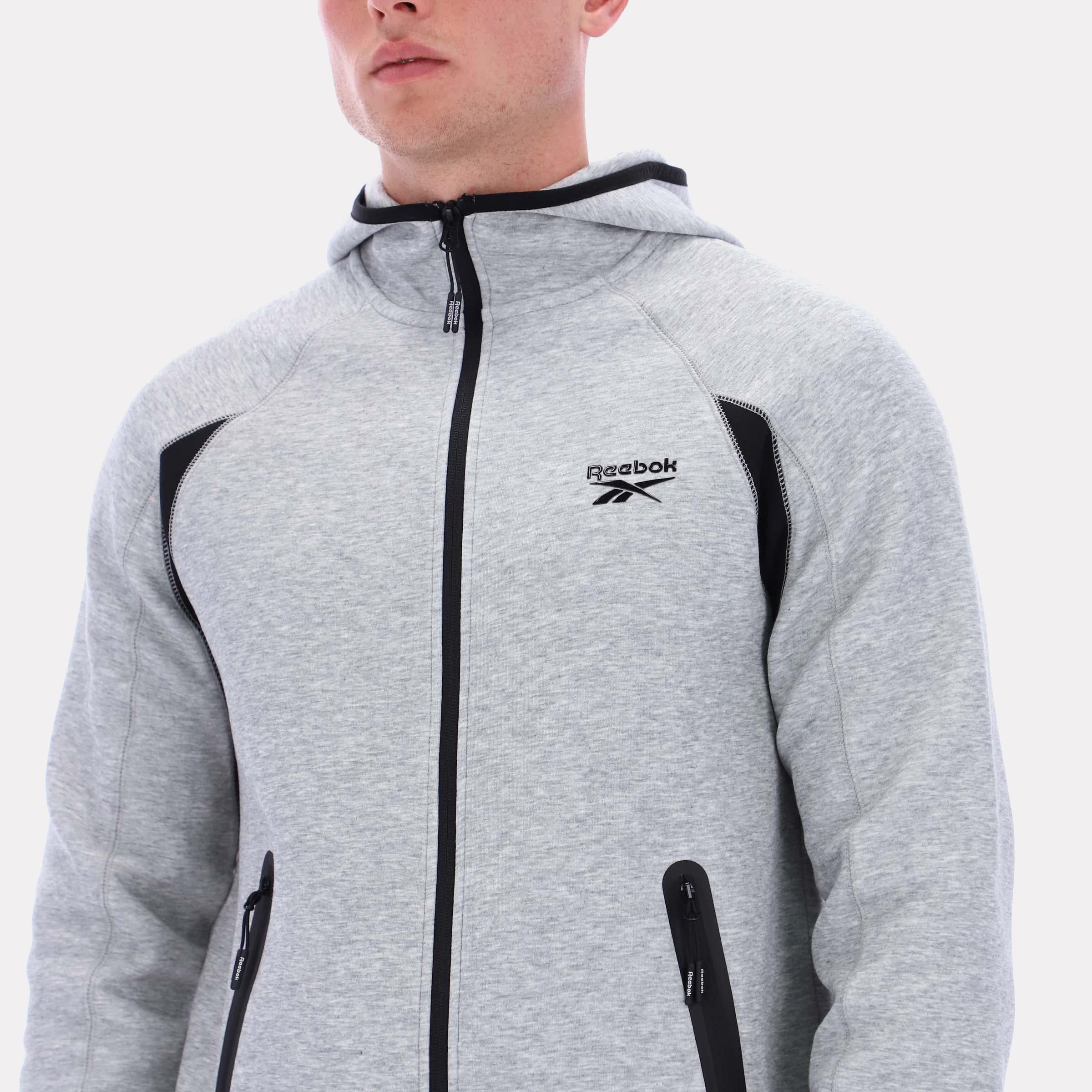 Reebok Apparel  Men's Contrast Panel Zip Hoody Reebok Classics App Men Grey Reg