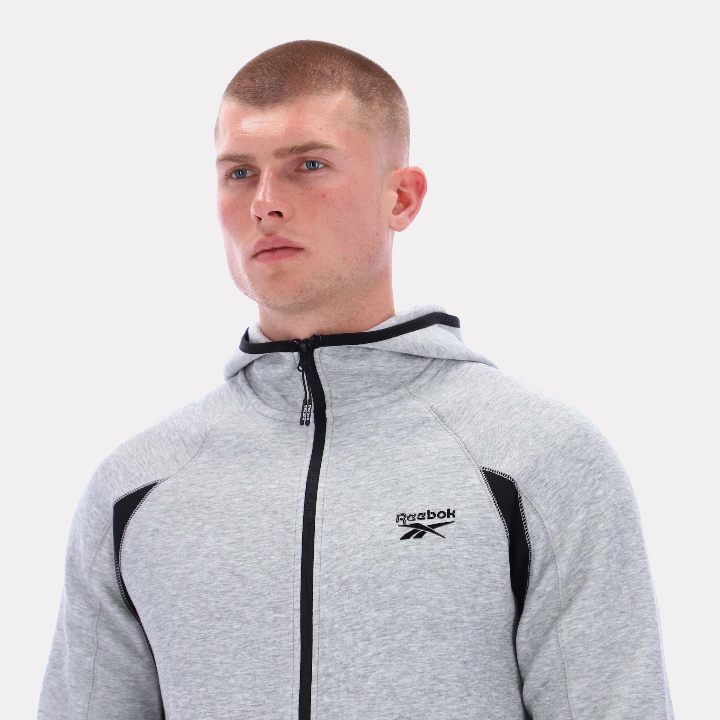 Reebok Apparel  Men's Contrast Panel Zip Hoody Reebok Classics App Men Grey Reg