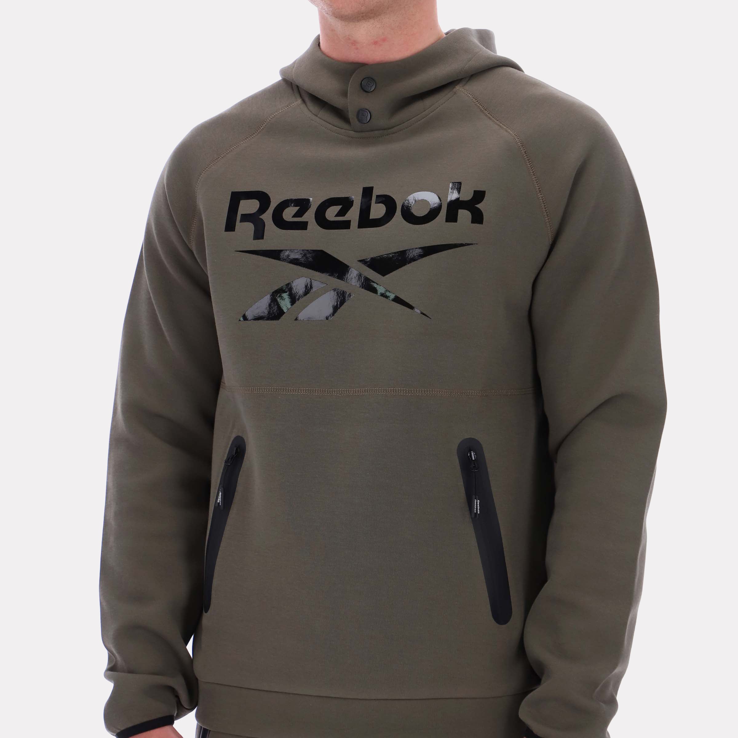 Reebok Men's Overhead Hoody Fleece  In Army REG