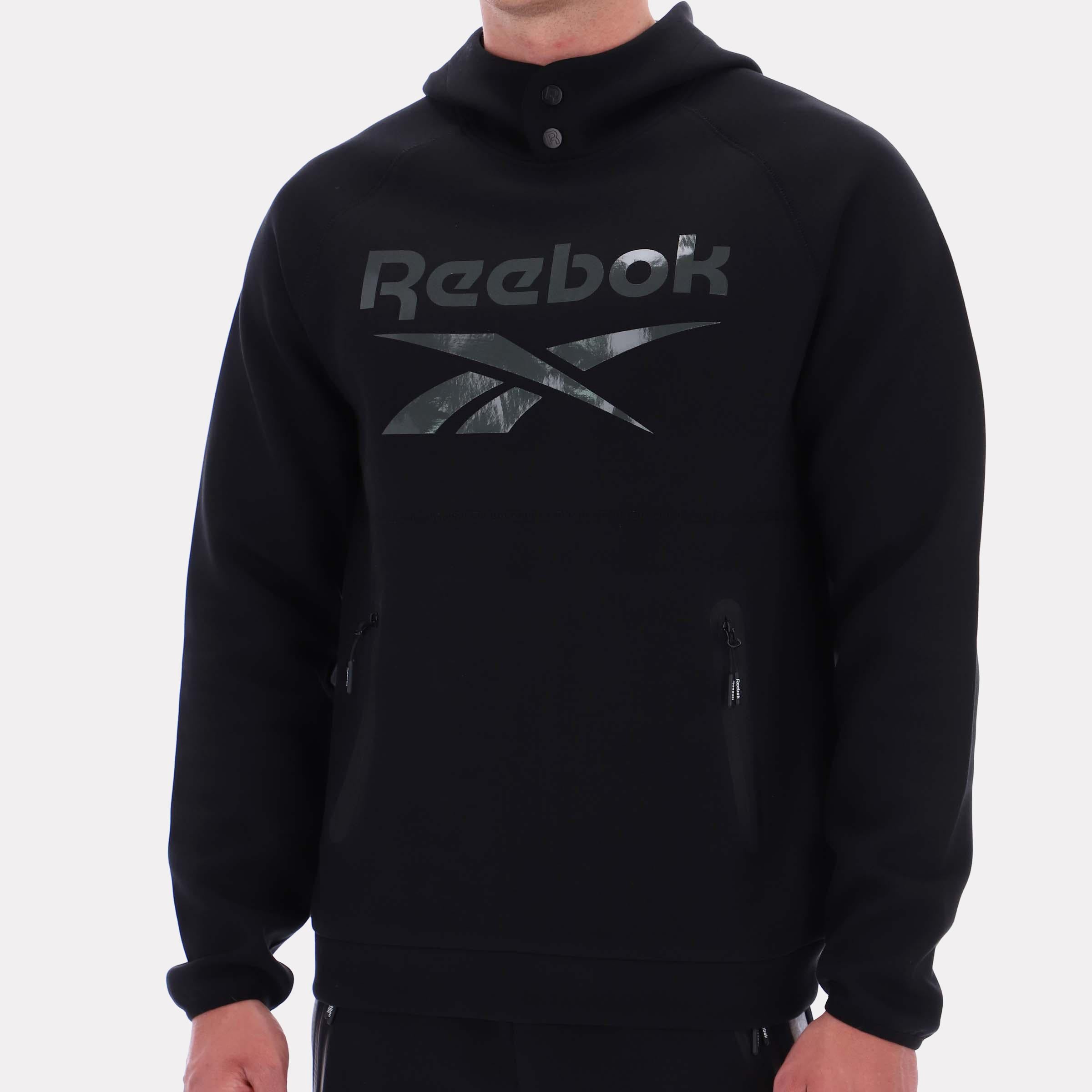 Sweat à capuche polaire Reebok pour homme, modèle Reebok Classics, noir, taille standard.