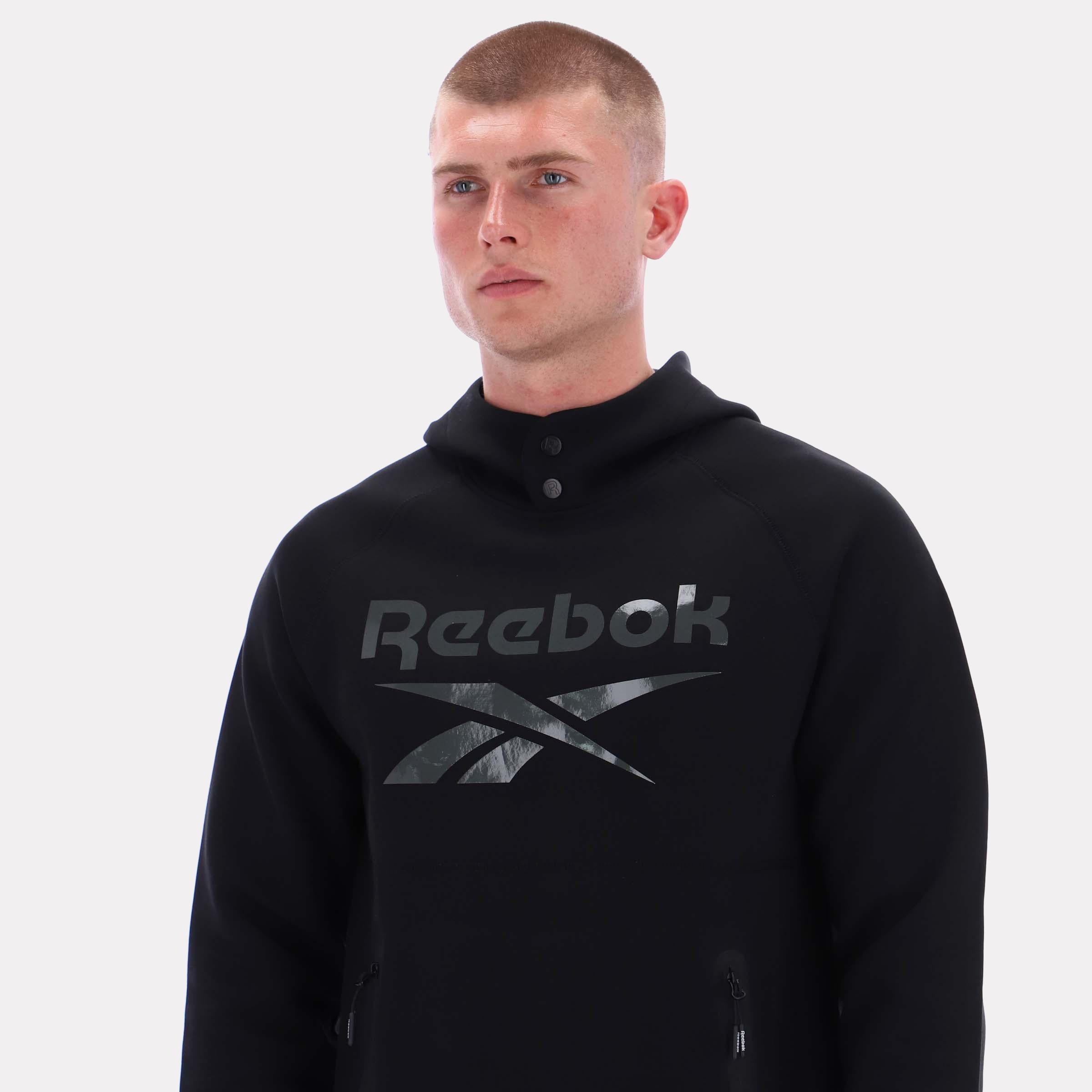 Sweat à capuche polaire Reebok pour homme, modèle Reebok Classics, noir, taille standard.