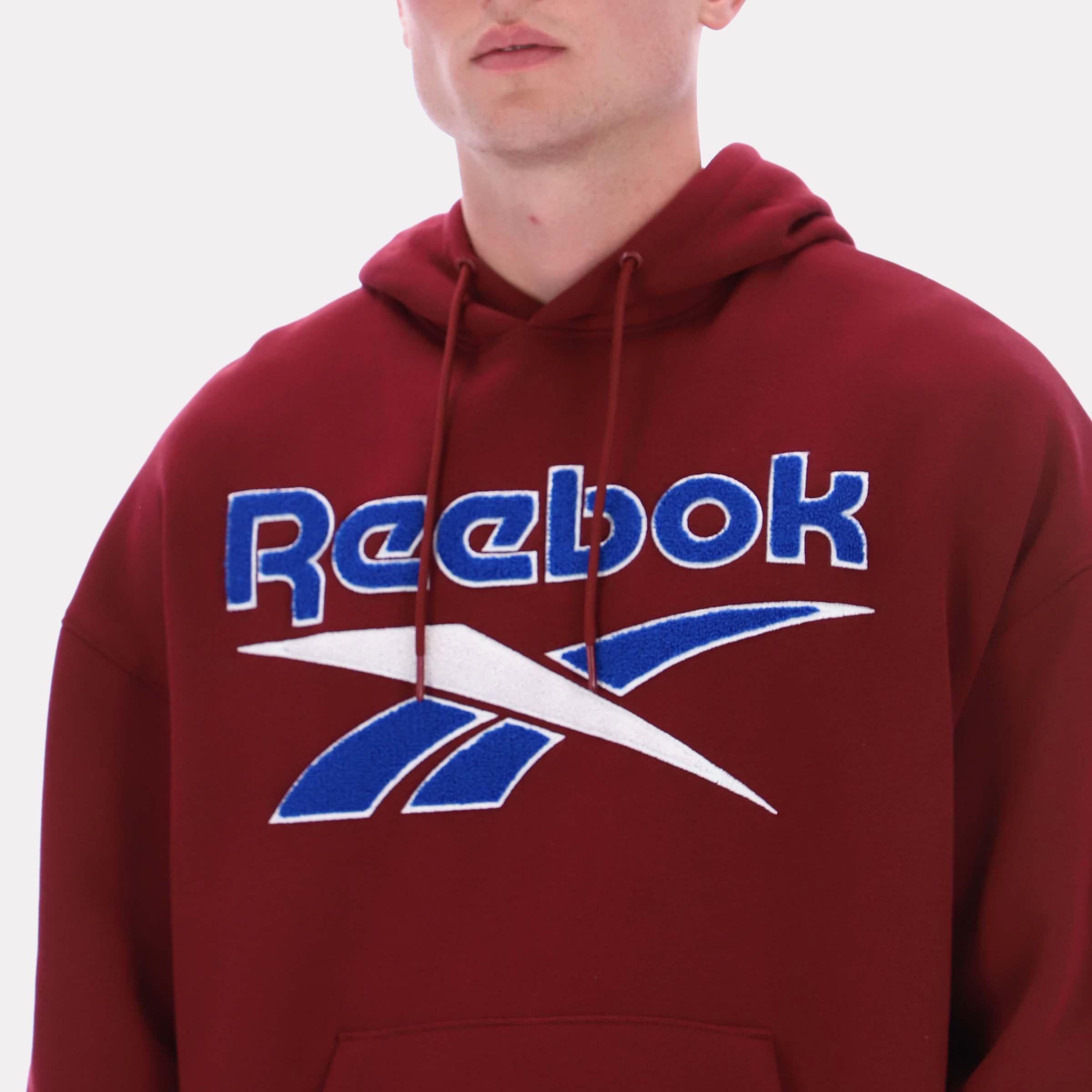 Sweat à capuche vintage Steff pour homme de Reebok Apparel, application Reebok Classics, bordeaux, coloris standard.