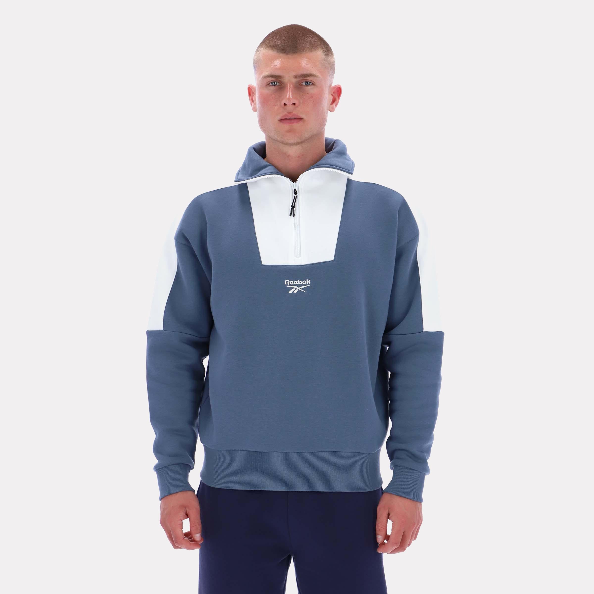 Reebok Apparel  Men's Retro Qtr Zip Sweatshirt Reebok Classics App Men Blue Reg