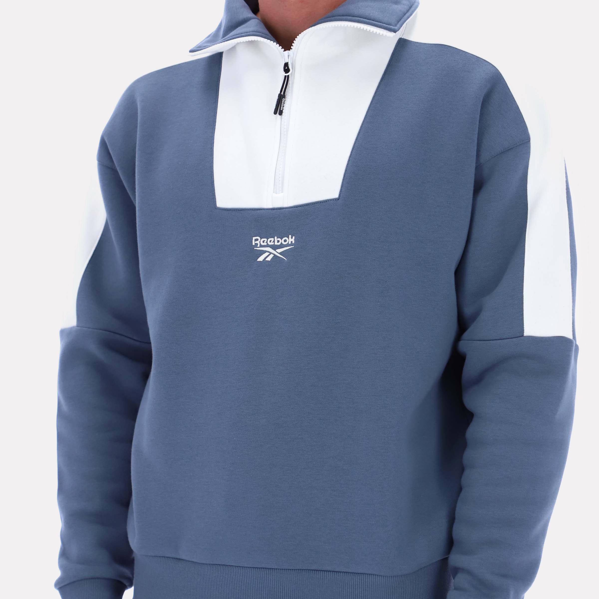 Sweat-shirt à fermeture éclair quart de tour rétro Reebok pour homme, Reebok Classics App, bleu, taille standard