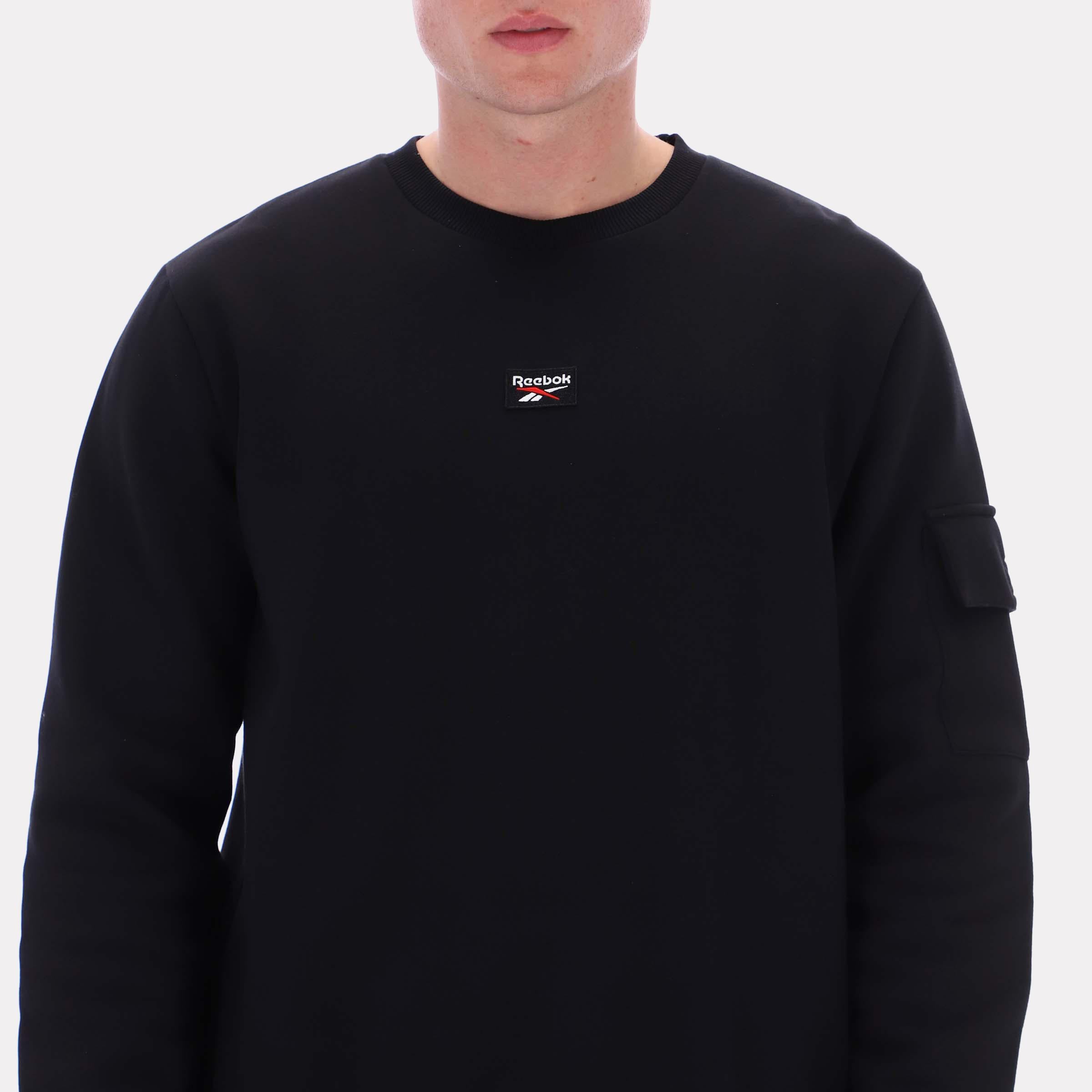 Reebok Apparel  Men's Peter Cargo Pocket Crewneck Sweatshirt Reebok Classics App Men Black Reg