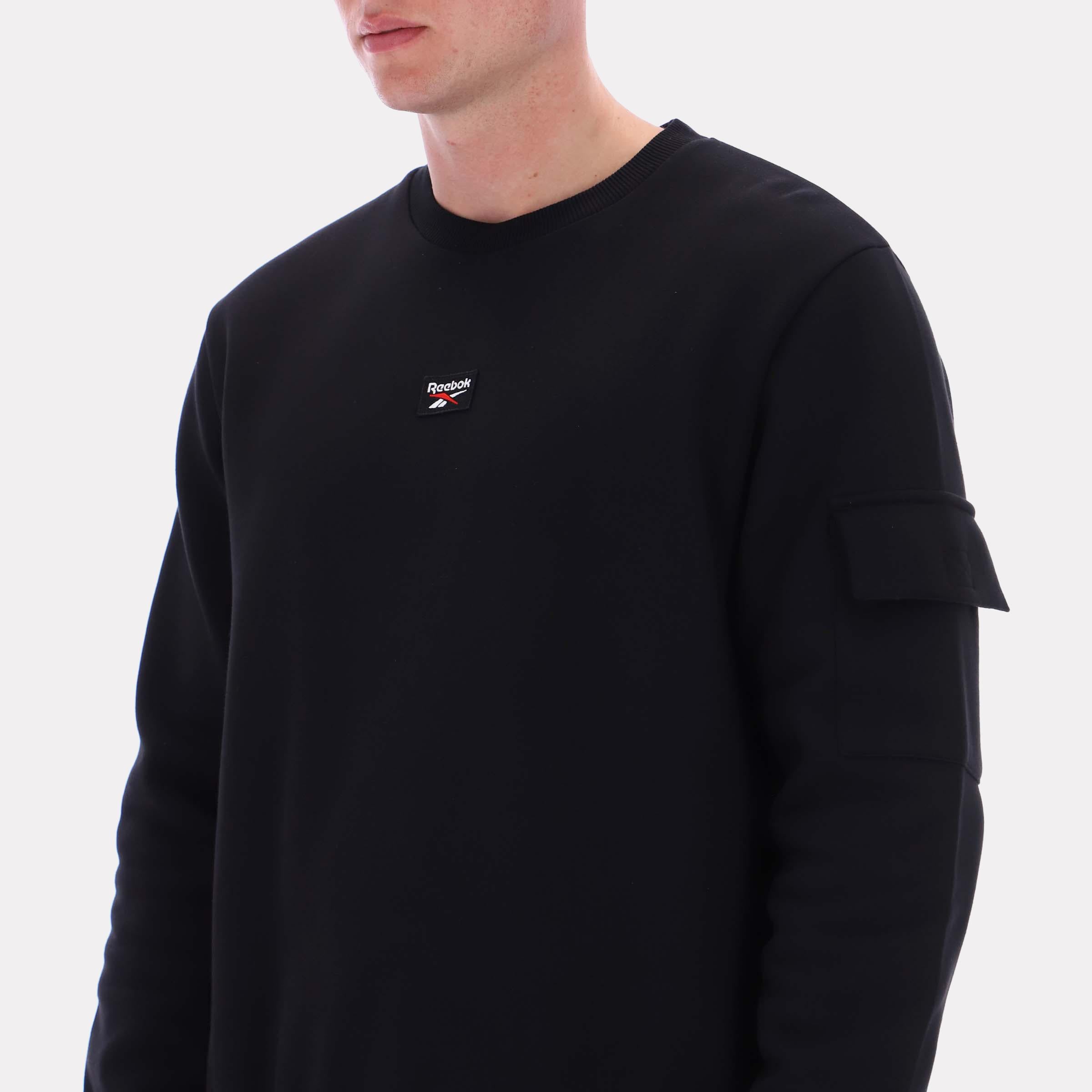 Reebok Apparel  Men's Peter Cargo Pocket Crewneck Sweatshirt Reebok Classics App Men Black Reg