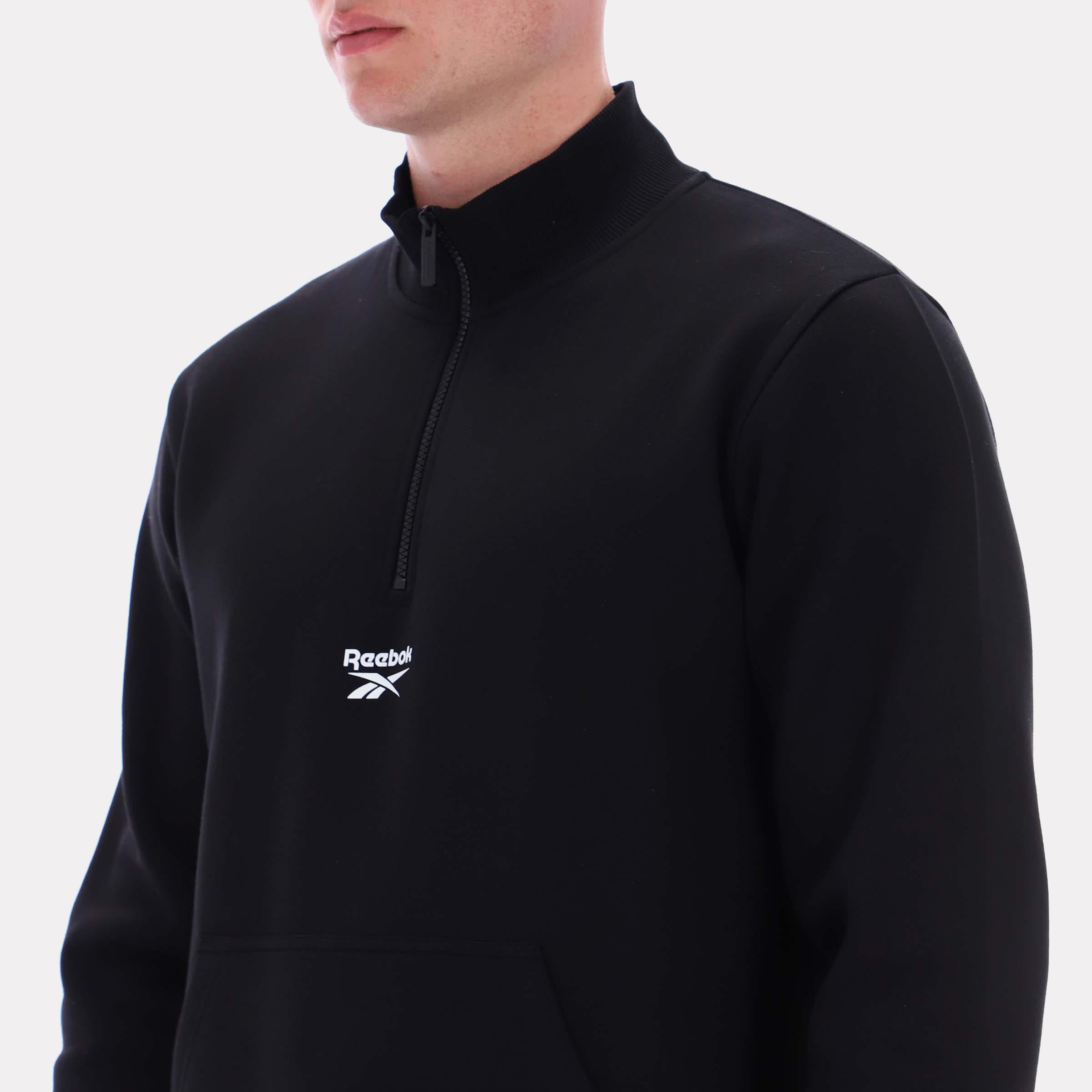 Reebok Apparel  Men's Asher Small Logo Qtr Zip Top Reebok Classics App Men Black Reg