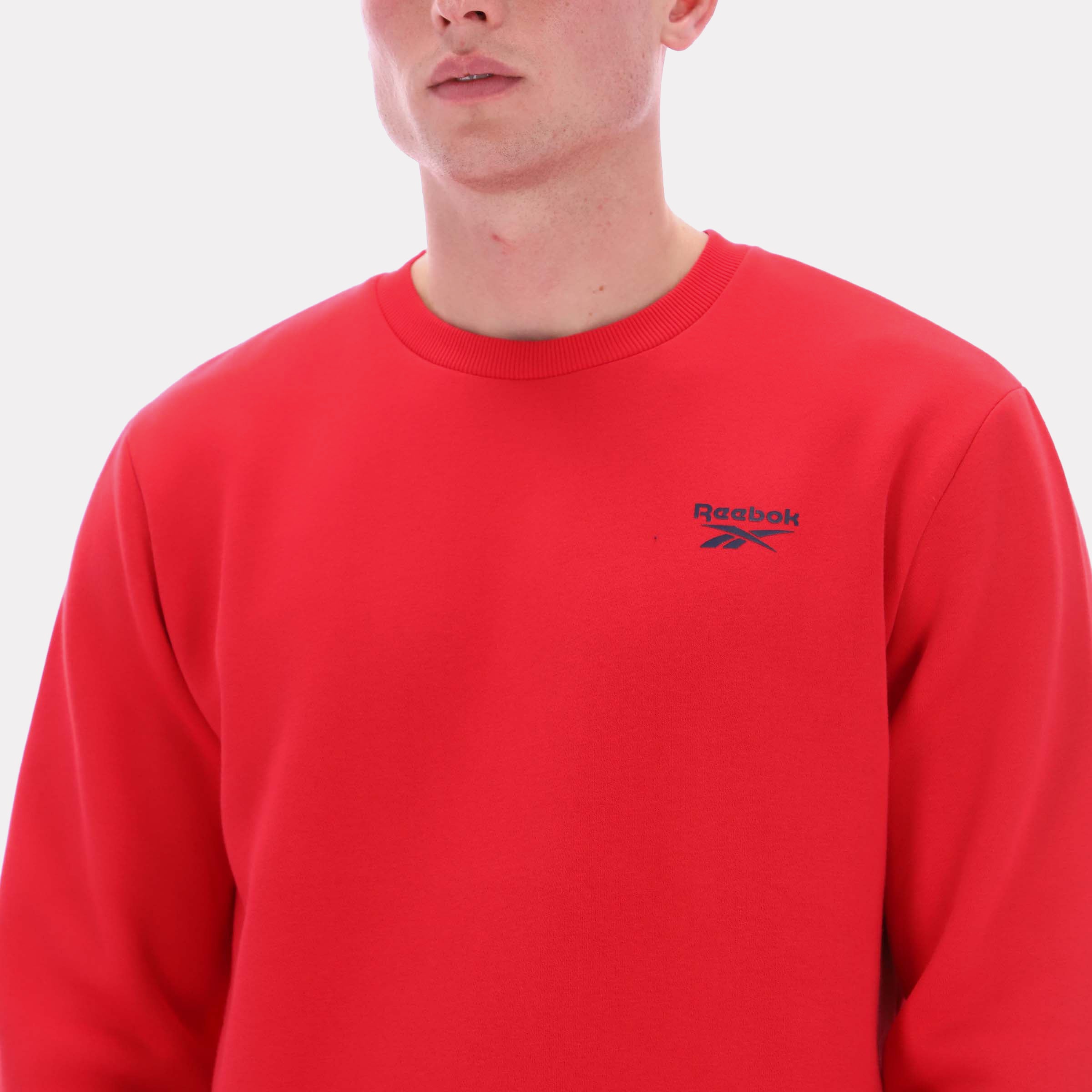 Sweat-shirt Reebok Apparel Kai pour homme, petit logo, col rond, rouge, taille standard