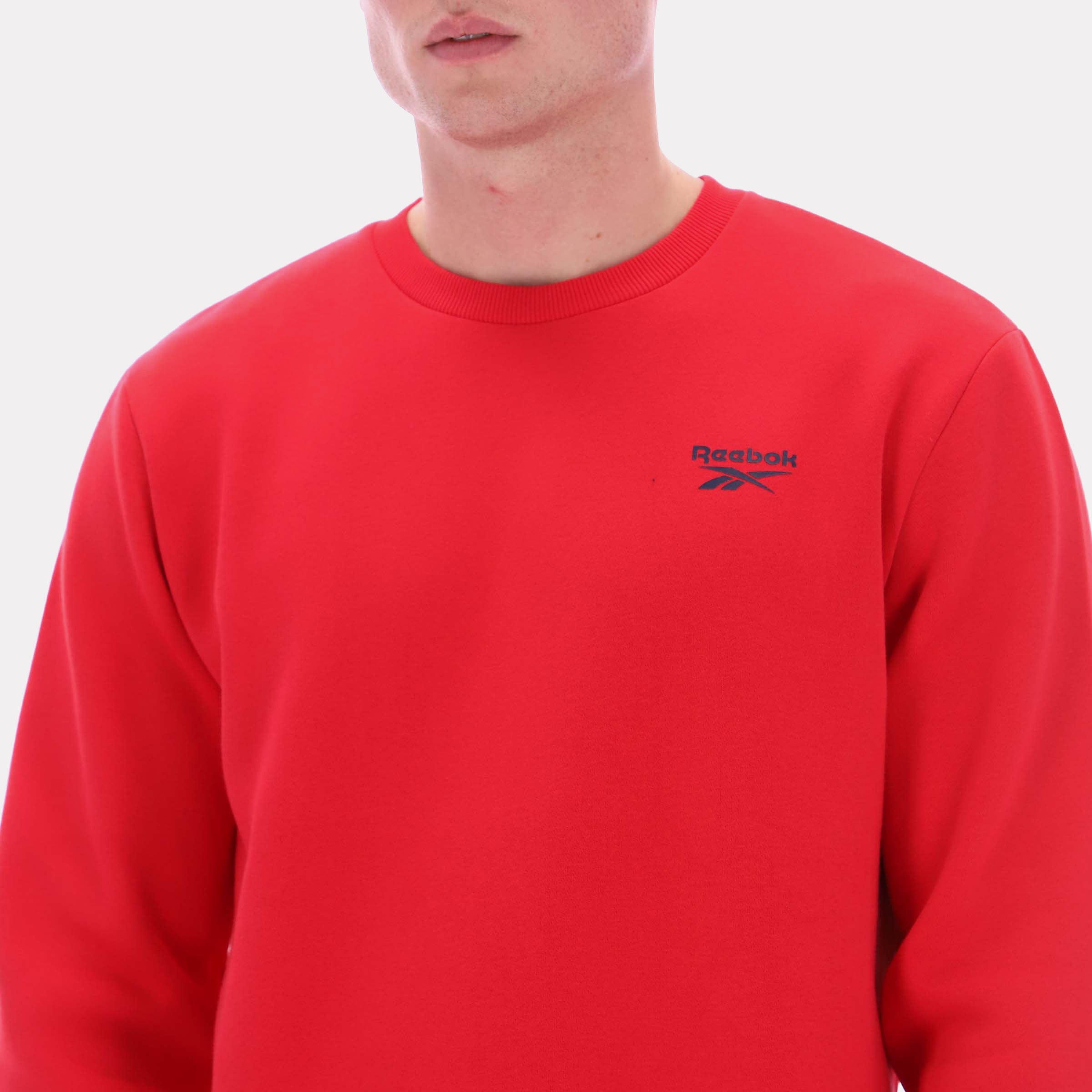 Sweat-shirt Reebok Apparel Kai pour homme, petit logo, col rond, rouge, taille standard