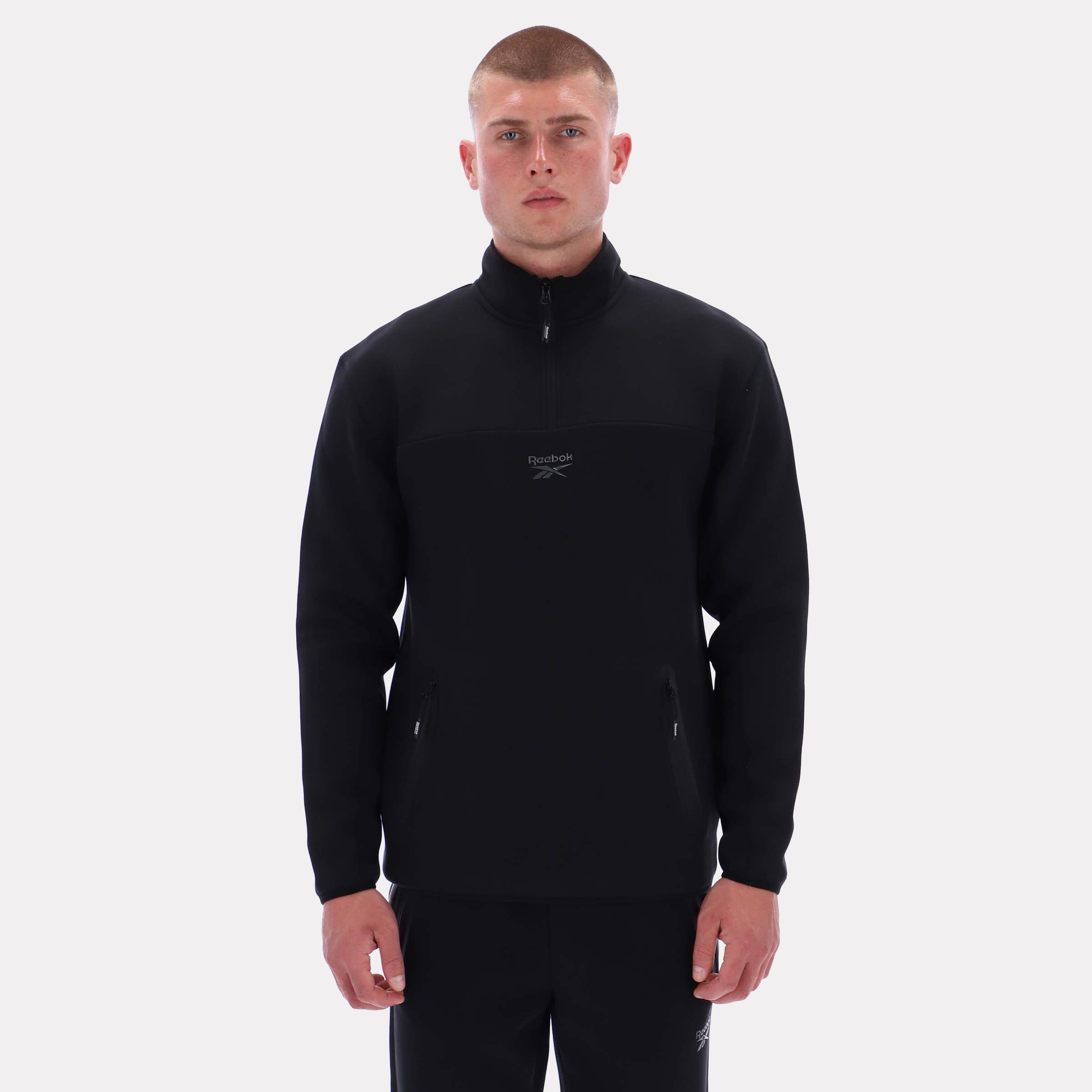Reebok Men's Half Zip Fleece Top  In Black