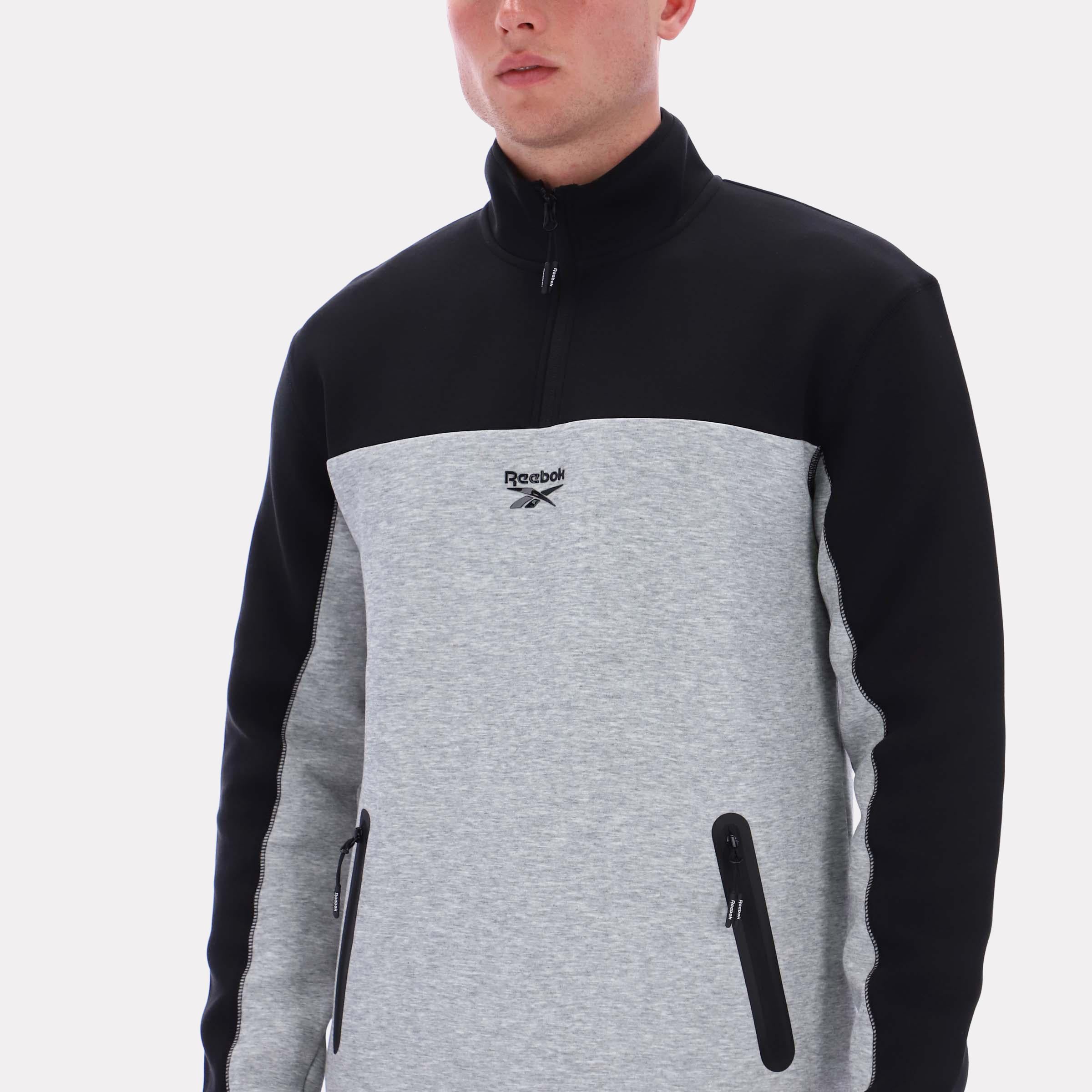 Reebok Apparel  Men's Half Zip Fleece Top Reebok Classics App Men Grey Reg