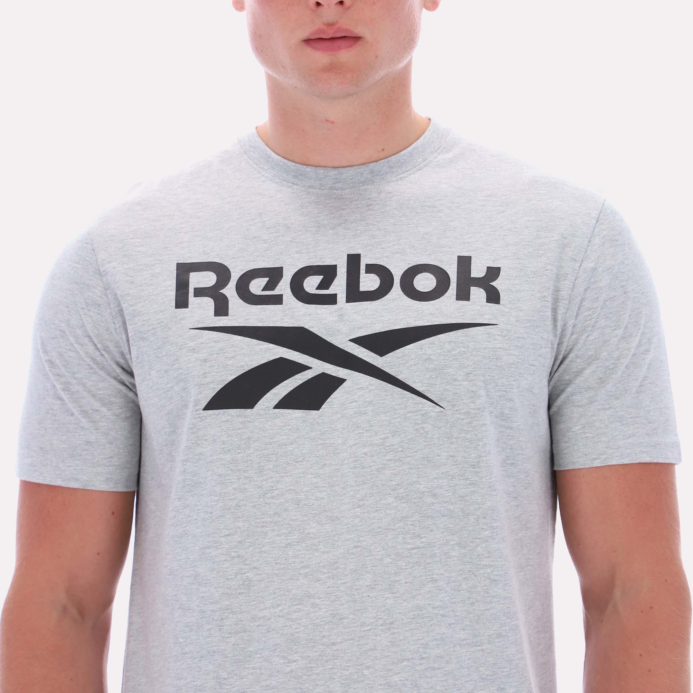 Reebok Men's Chad Big Logo Crew Neck Ss Tee  In Light Grey Marl REG