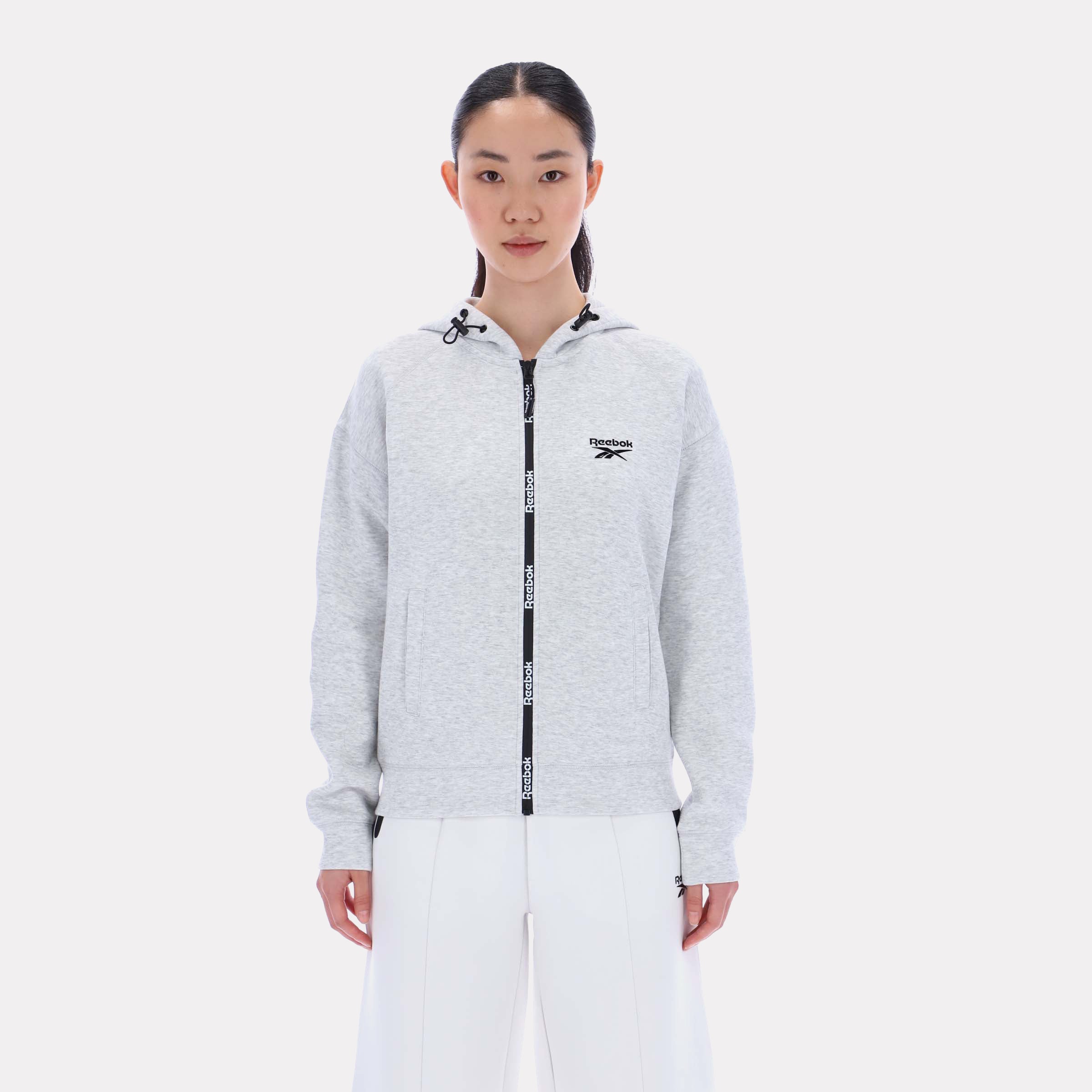 Reebok Women's Zip Through Hoody  In Silver REG