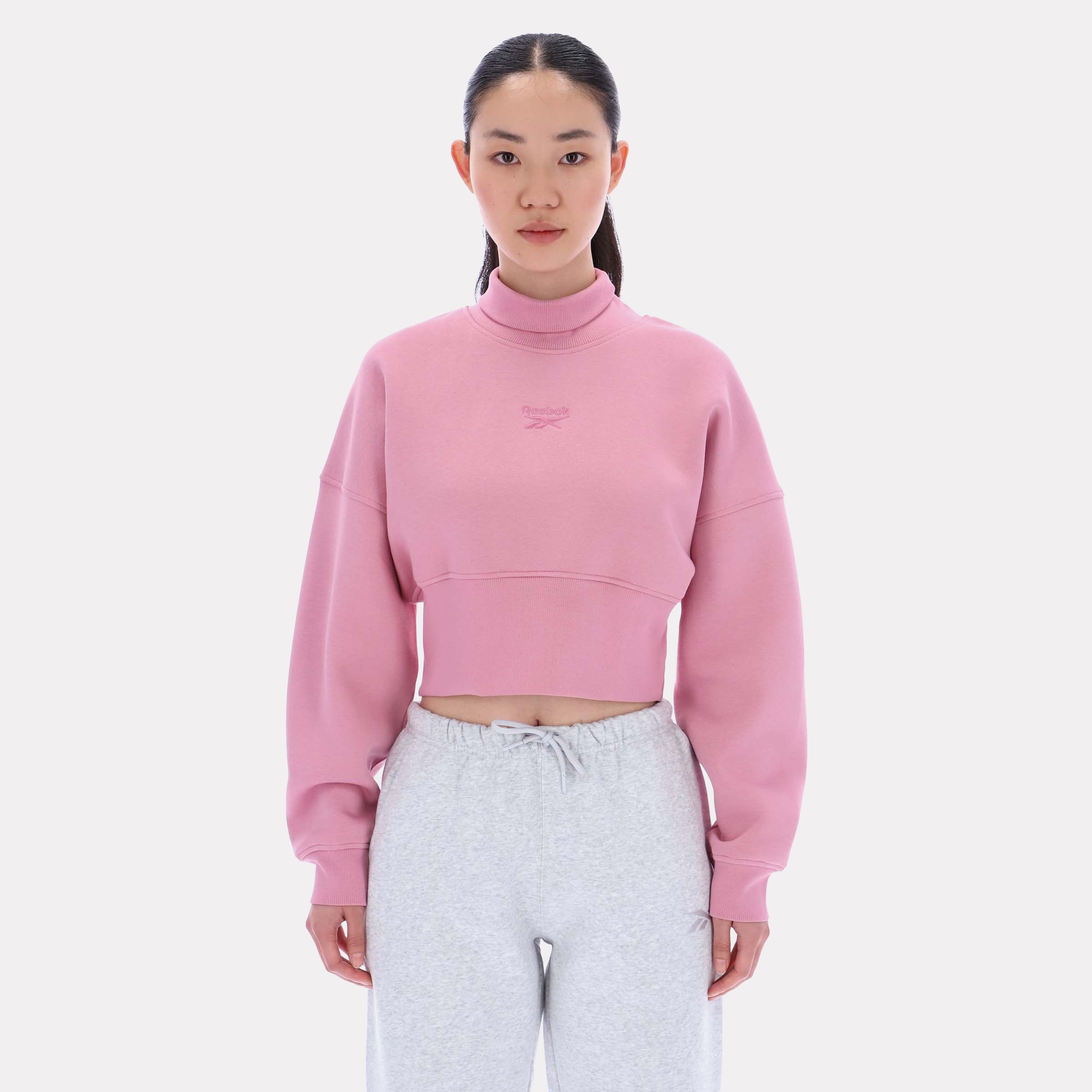 Reebok Women's Eyeball Cropped Crewneck Sweatshirt  In Dusty Rose REG