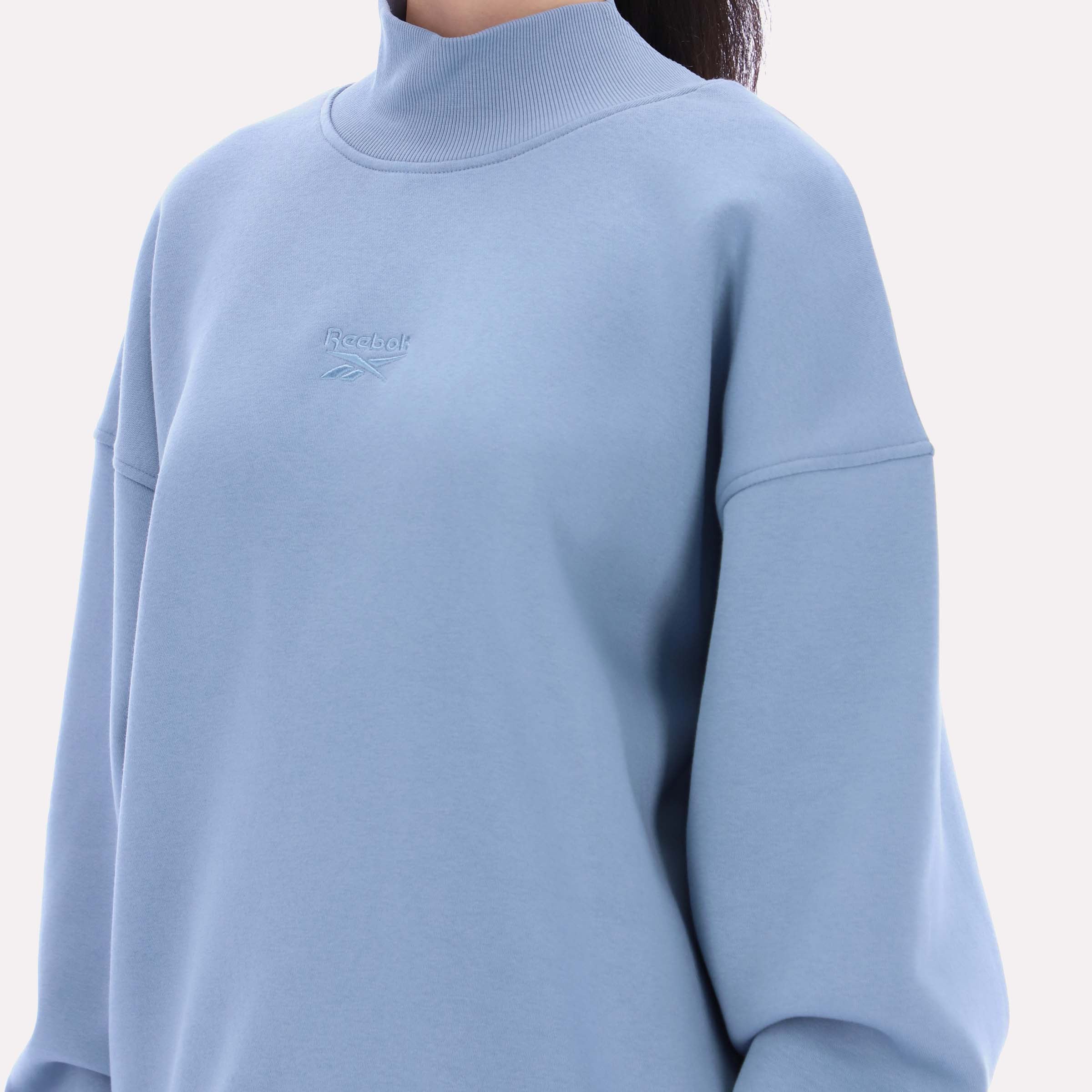 Reebok Women's Harper Longline Roll Neck Sweatshirt  In Leisure Blue REG