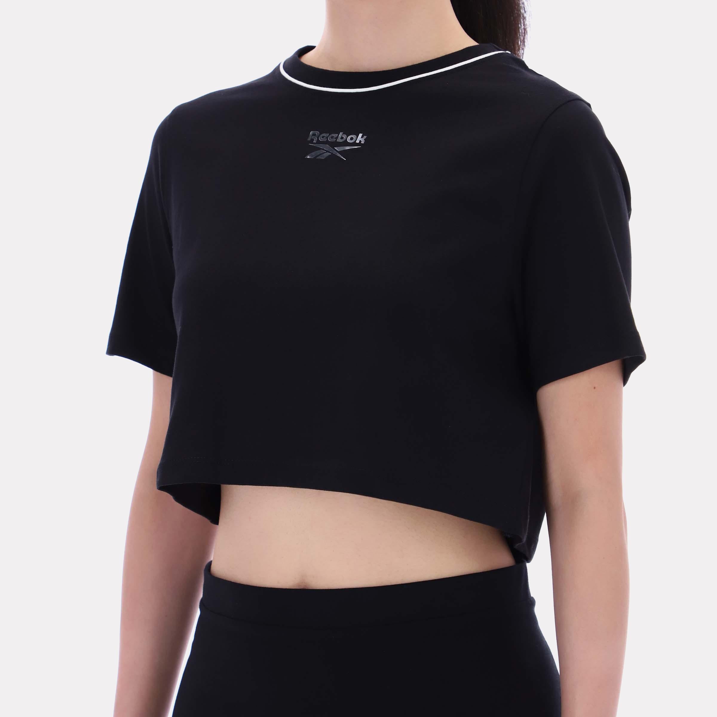 Reebok Apparel  Women's Blakely Crew Neck Cropped Ss Tee Reebok Classics App Women Black Reg