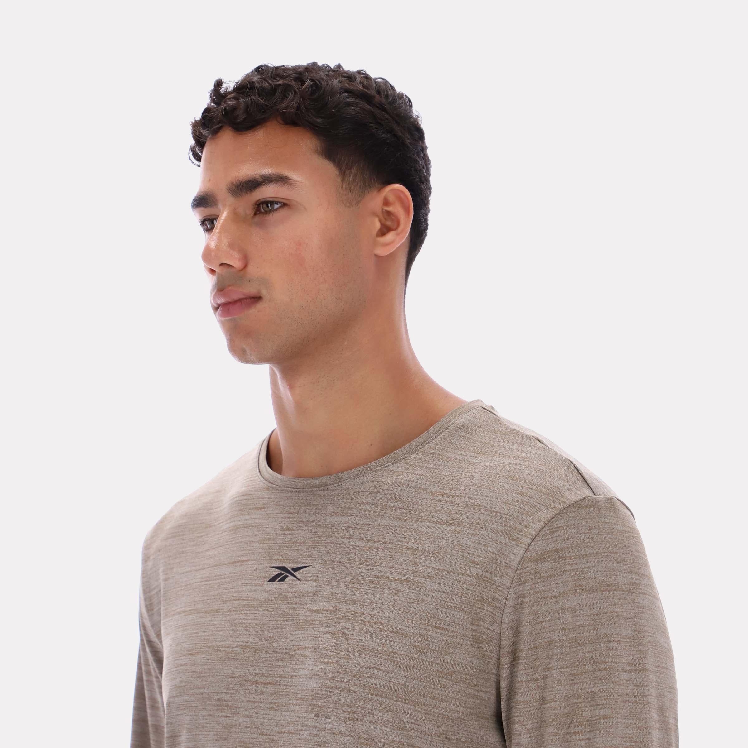 Reebok Apparel  Men's Yoga Relaxed Long Line Tee Reebok Training App Men Gritty Grey Marl Reg