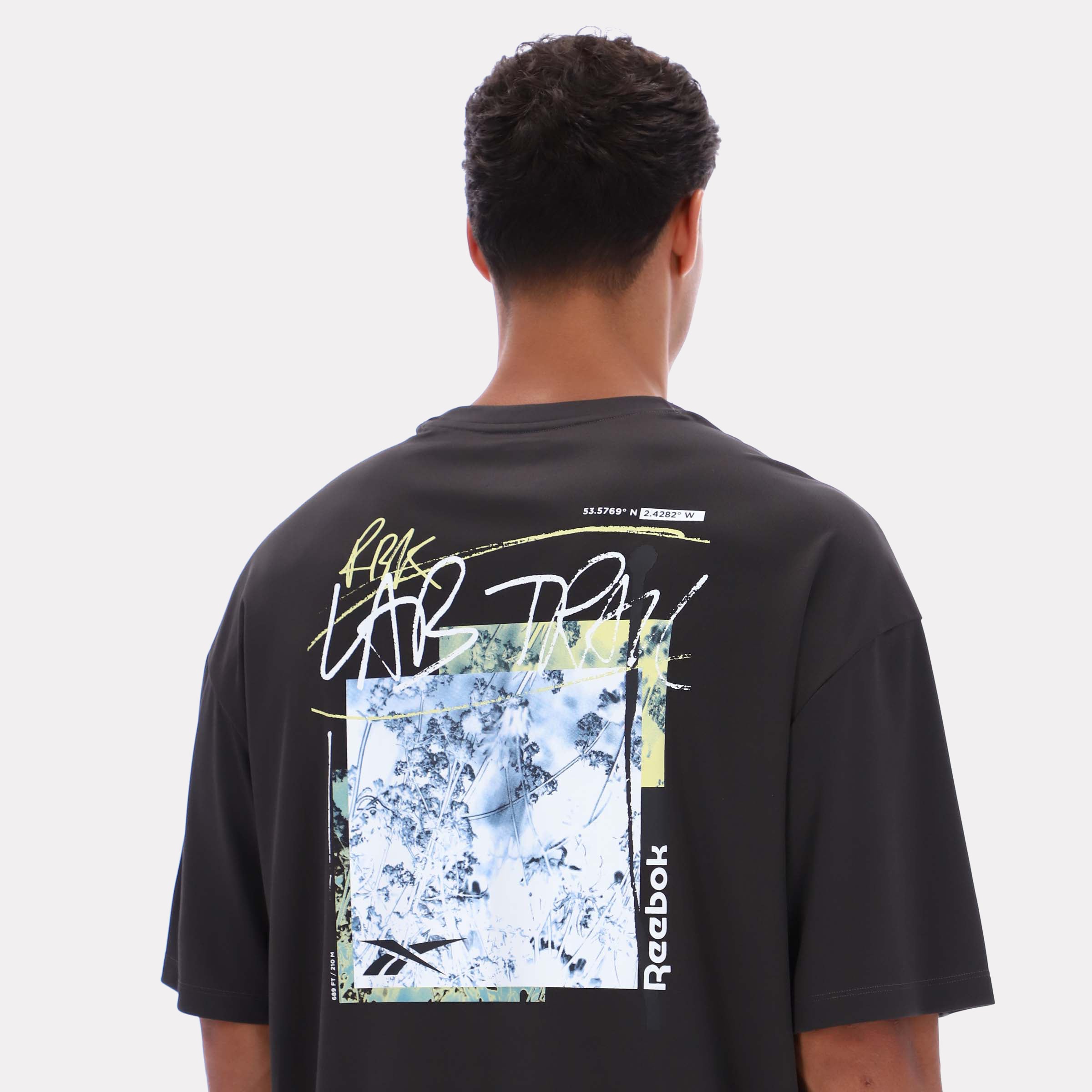 Reebok Men's Outdoor Inspired Graphic Tee  In Washed Black REG