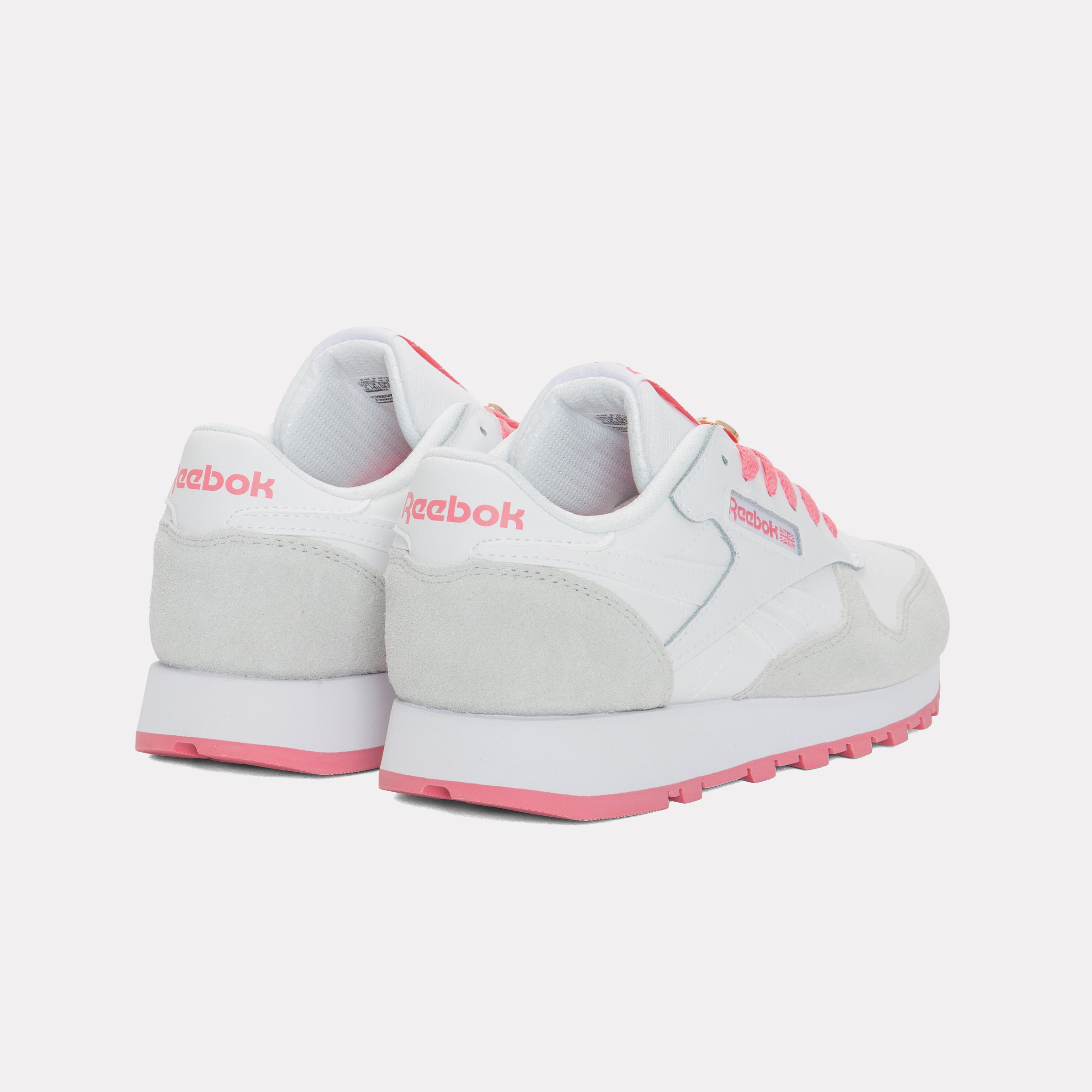 Reebok Girl's' Classic Leather Junior  M In White/Moon/Passionpink