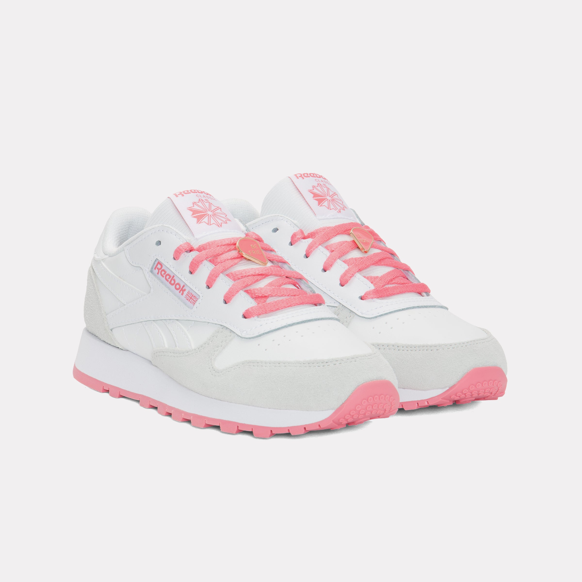 Reebok Girl's' Classic Leather Junior  M In White/Moon/Passionpink