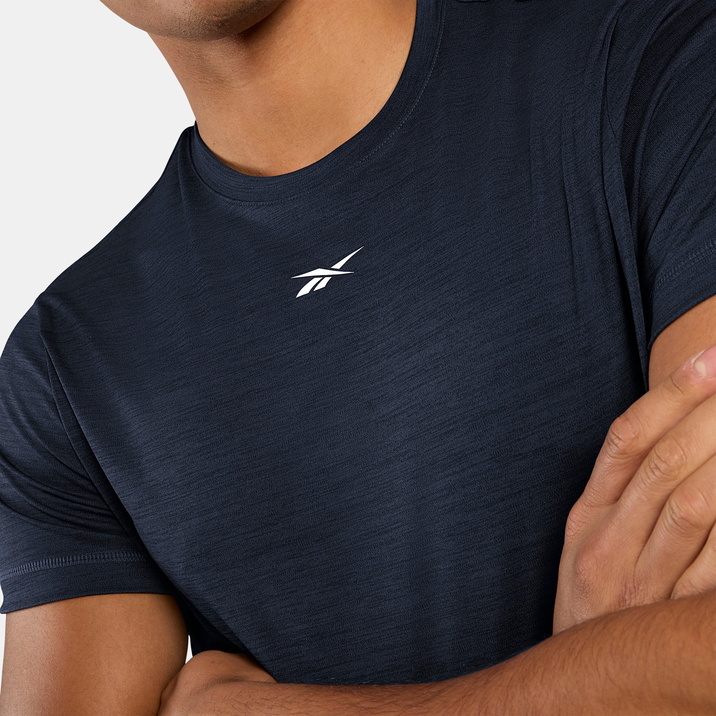 Reebok Men's Id Train Melange Tech Tee  In Navy REG