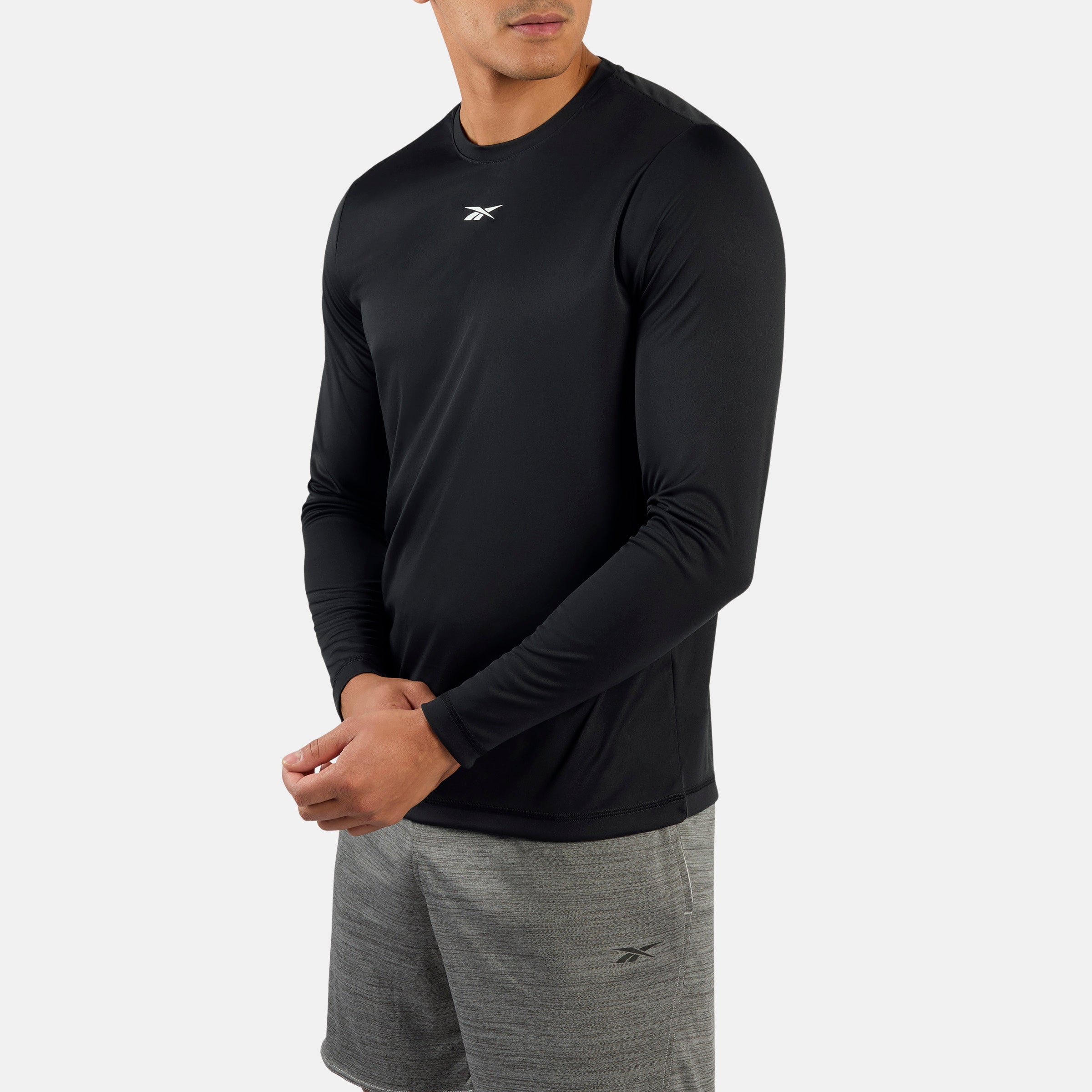 Reebok Men's Id Train Ls Tech Tee  In Black REG
