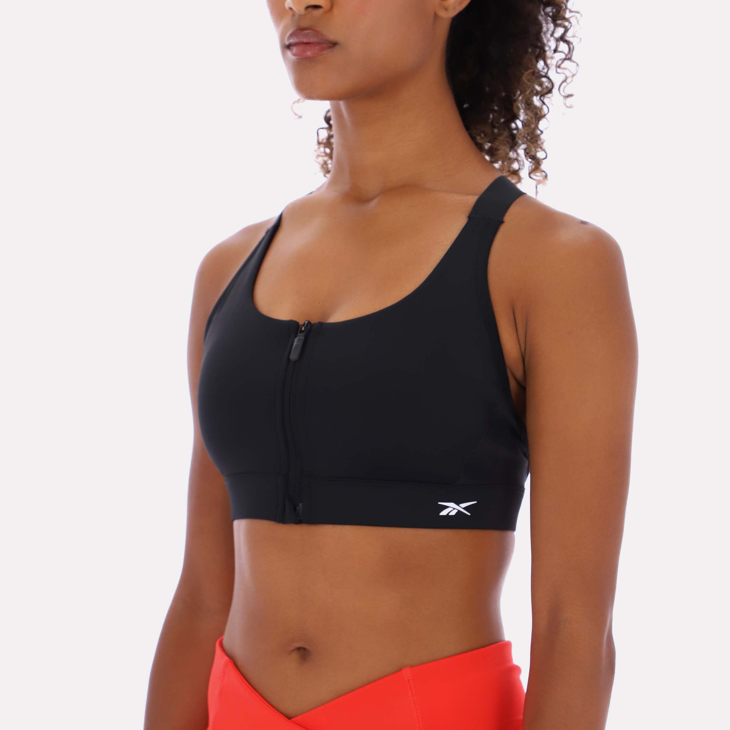 Reebok Women's Lux Front-Zip High Impact Bra  In Black REG