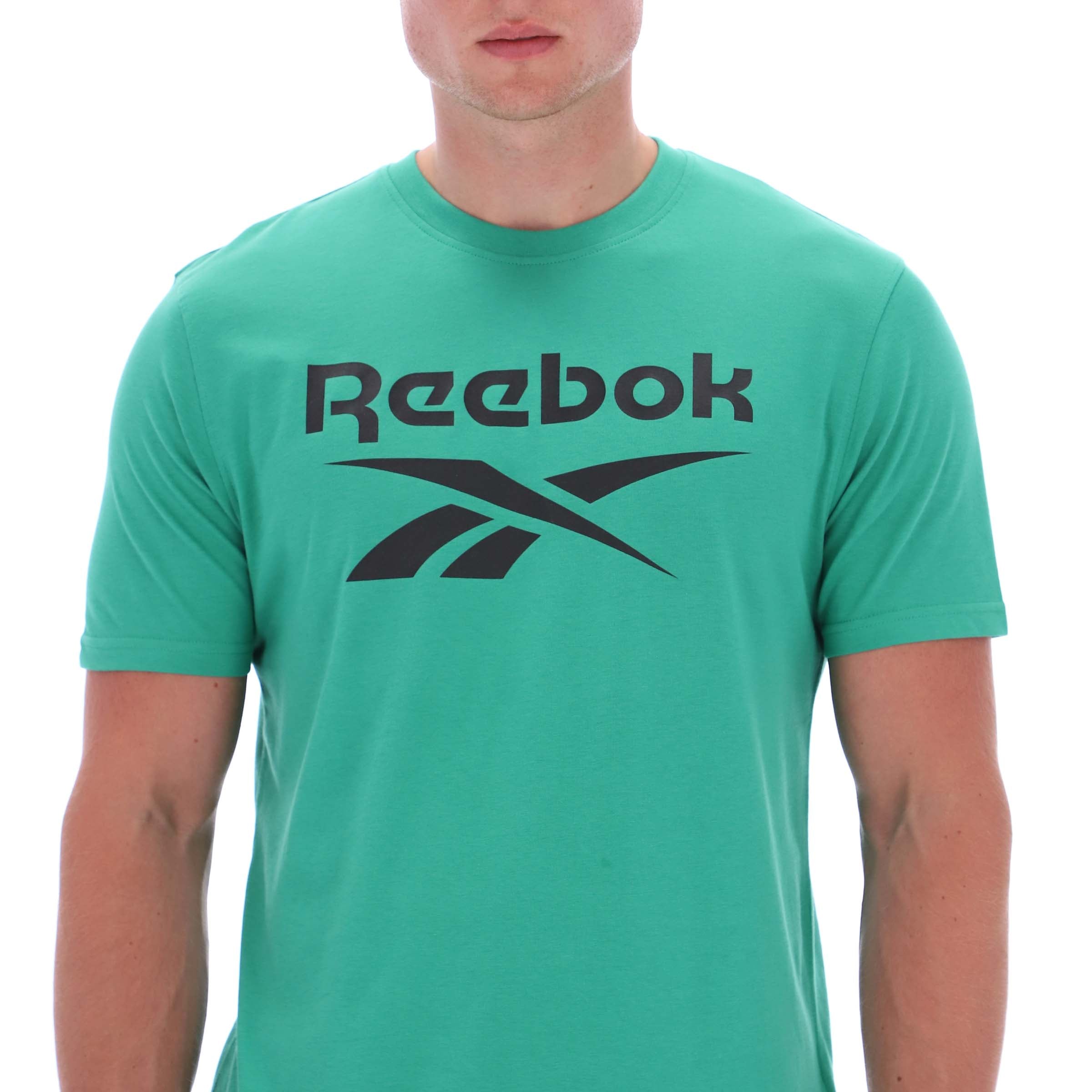 Reebok Men's Chad Big Logo Crew Neck Ss Tee  In Green REG