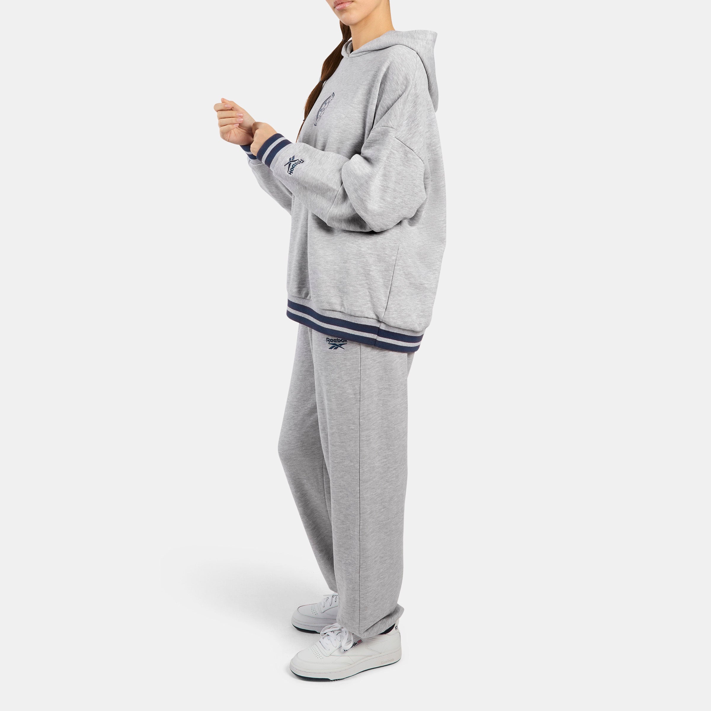Reebok Women's Lawn Club Oversized Hoodie  In Light Grey Marl REG