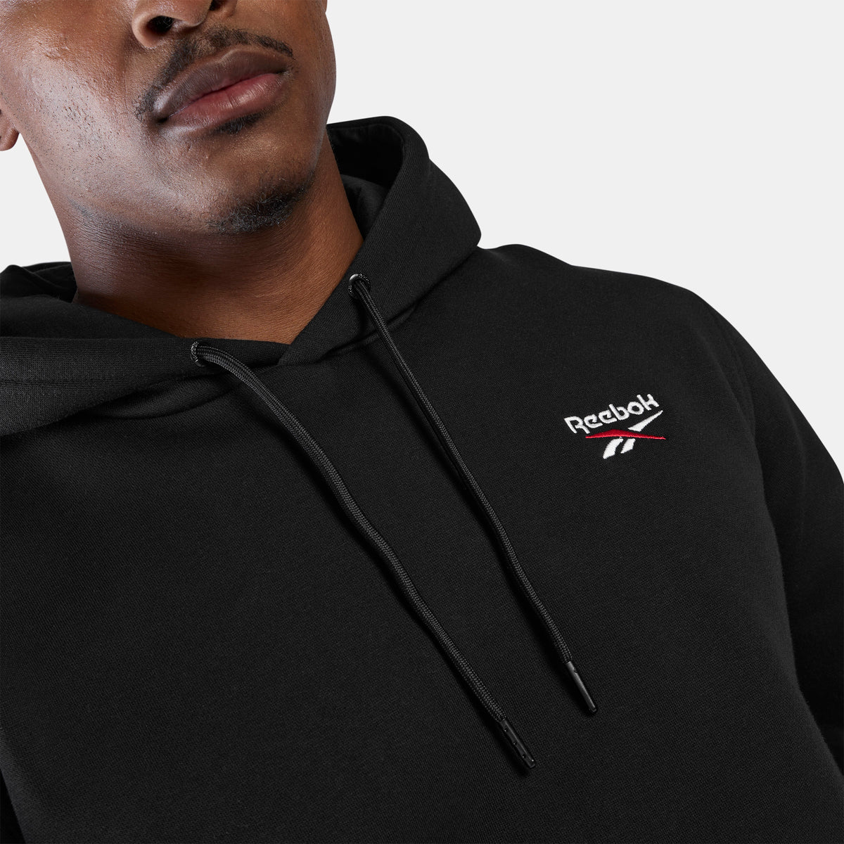Reebok Men's Id 2-Col Logo Fleece Hoodie  In Black REG